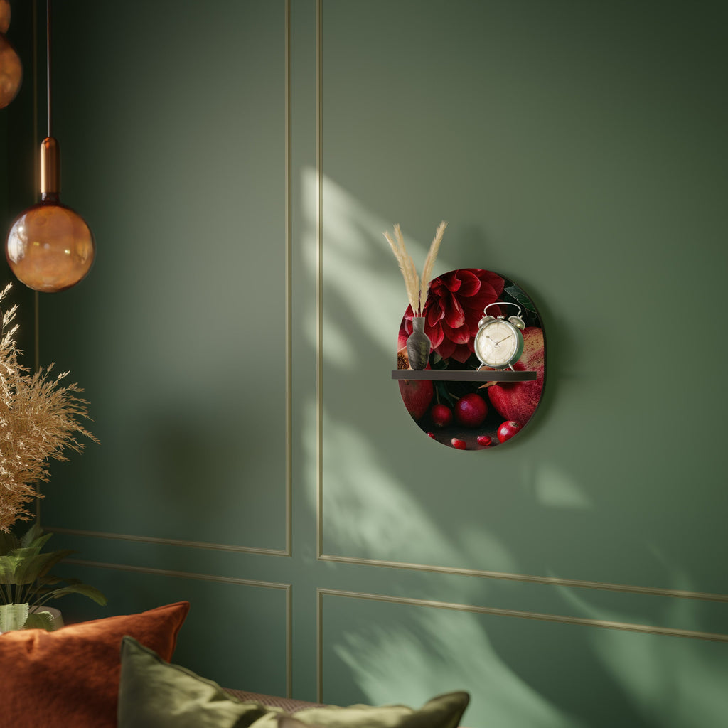 Étagère d'art ovale DAHLIAS ET GRENADES en finition noire