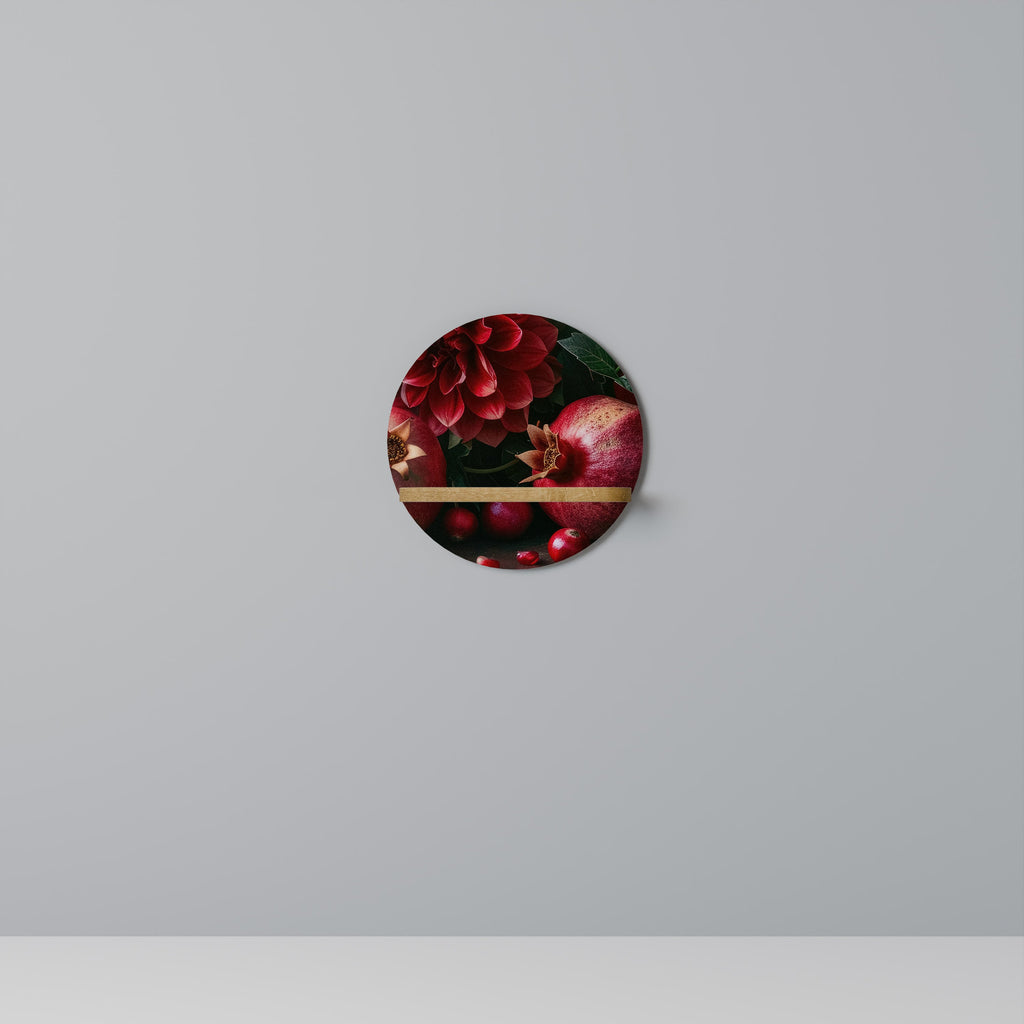 Étagère d'art ronde effet chêne DAHLIAS ET GRENADES