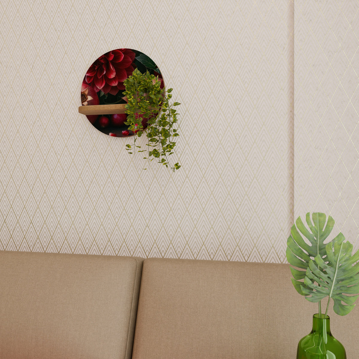DAHLIAS AND POMEGRANATES Art Shelf