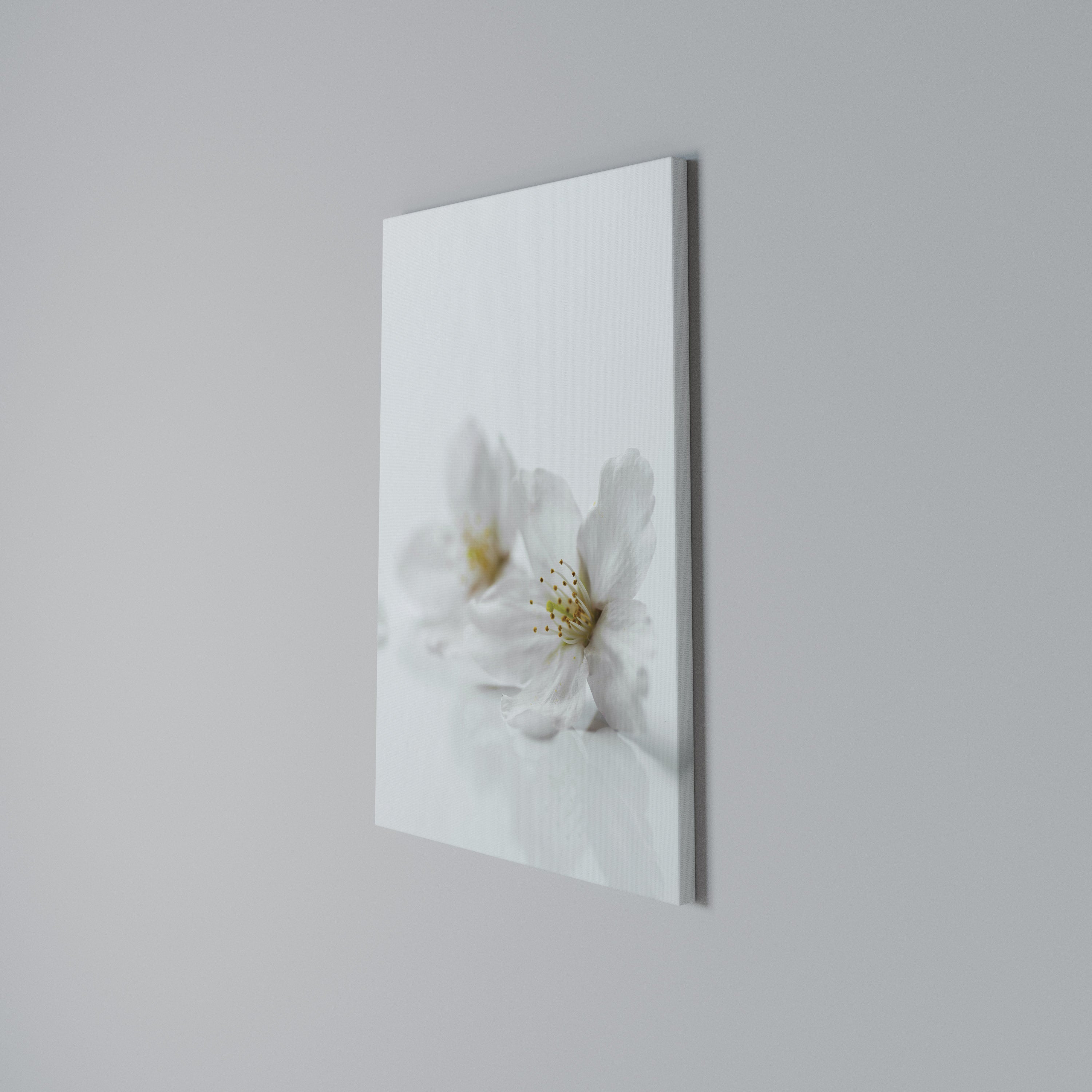 FLEETING WHITE PETALS Vertical Canvas Print