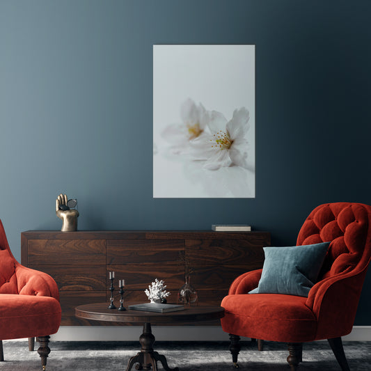 FLEETING WHITE PETALS Vertical Canvas Print