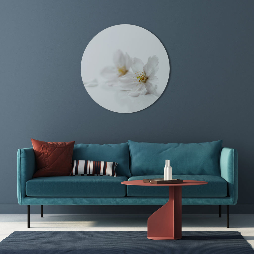 Décoration murale ronde PÉTALES BLANCHES ÉPHÉMÈRES