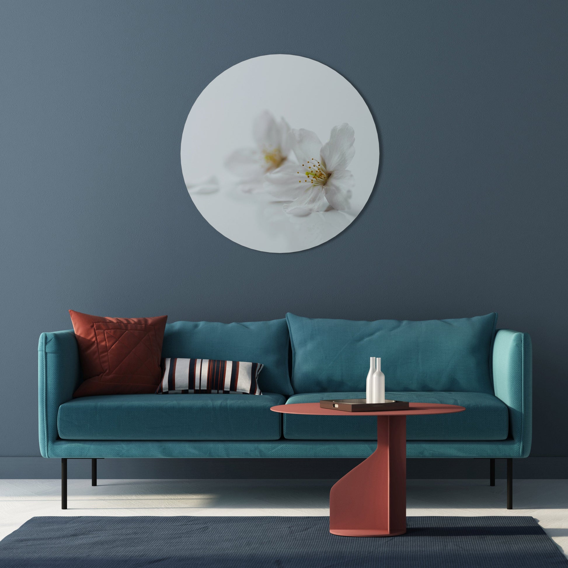 Décoration murale ronde PÉTALES BLANCHES ÉPHÉMÈRES