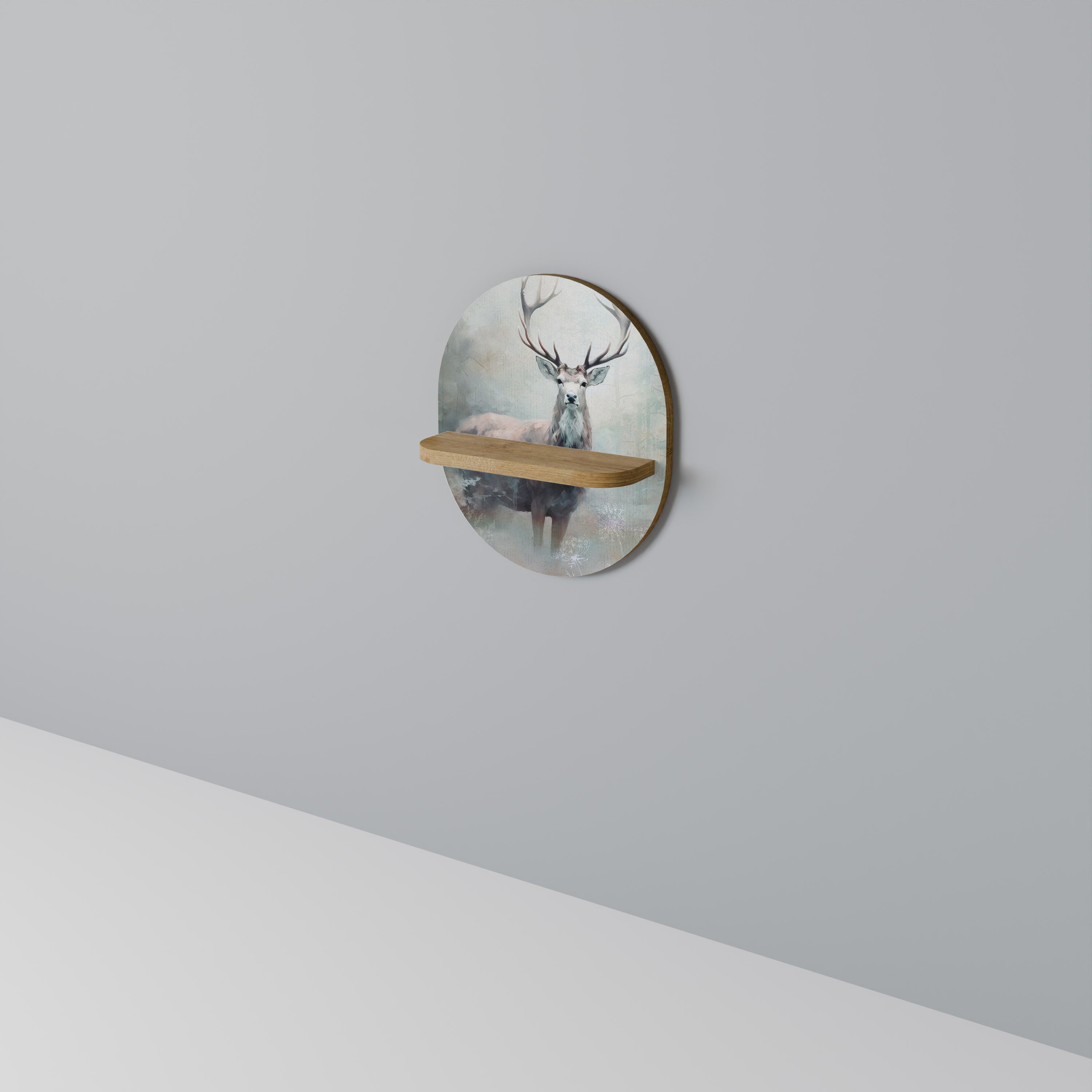 Étagère d'art ovale FOREST KING effet chêne