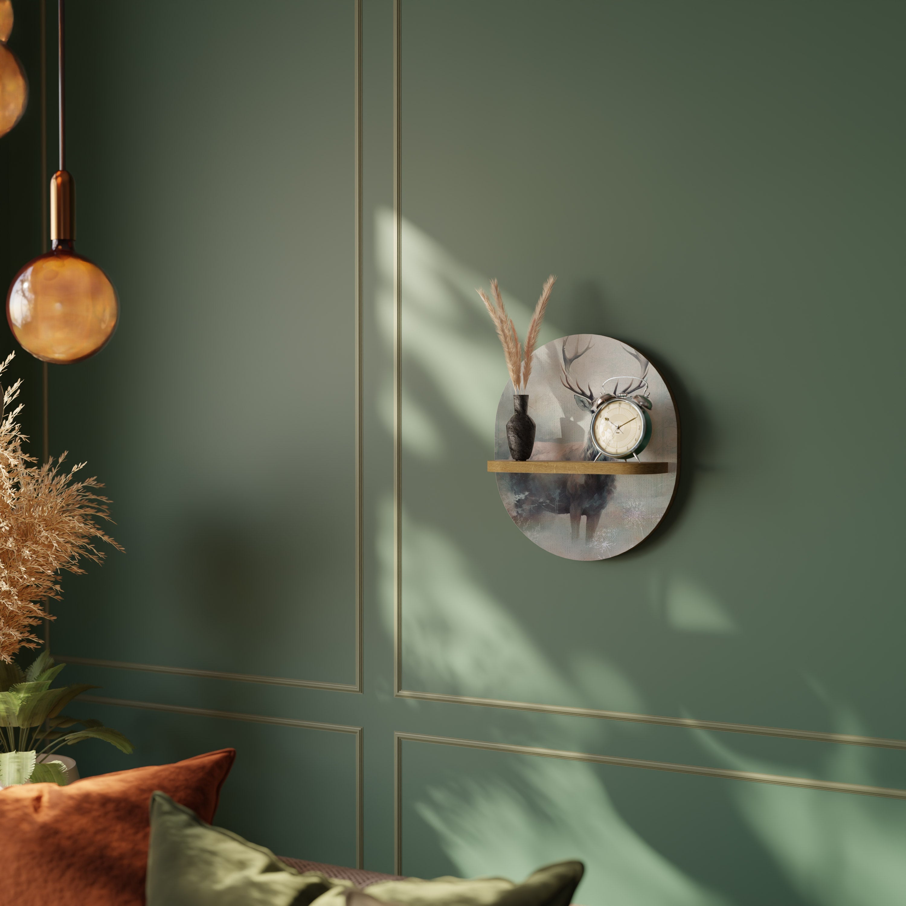 Étagère d'art ovale FOREST KING effet chêne