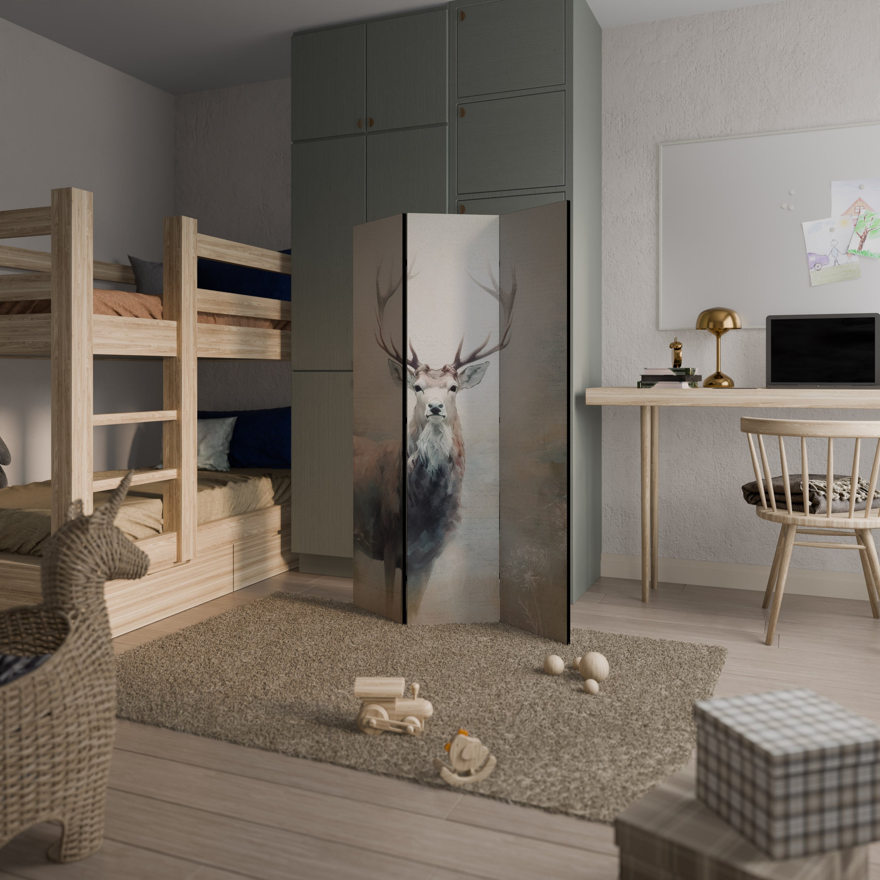 Paravent décoratif à 3 panneaux FOREST KING