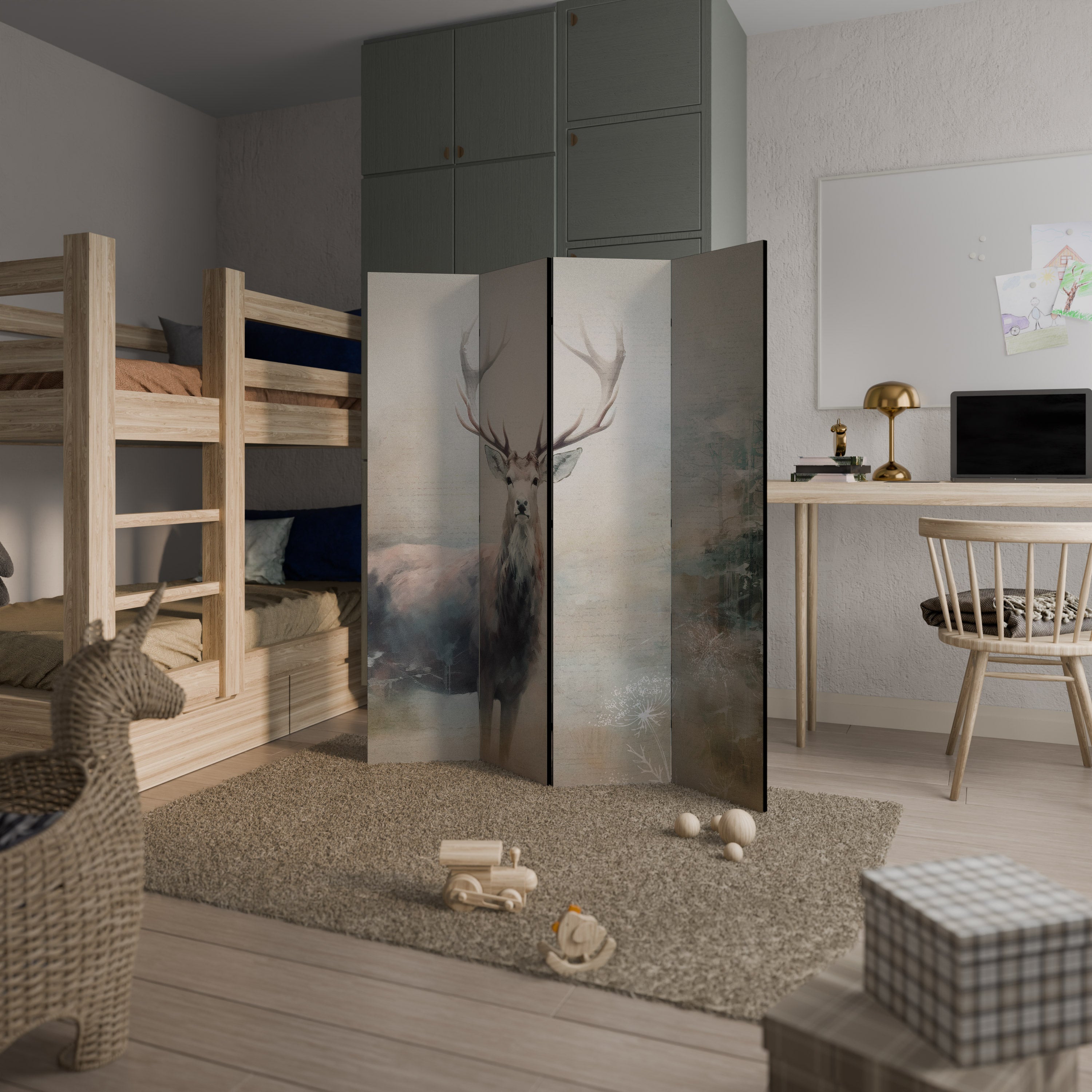 FOREST KING 4-Panel Room Divider