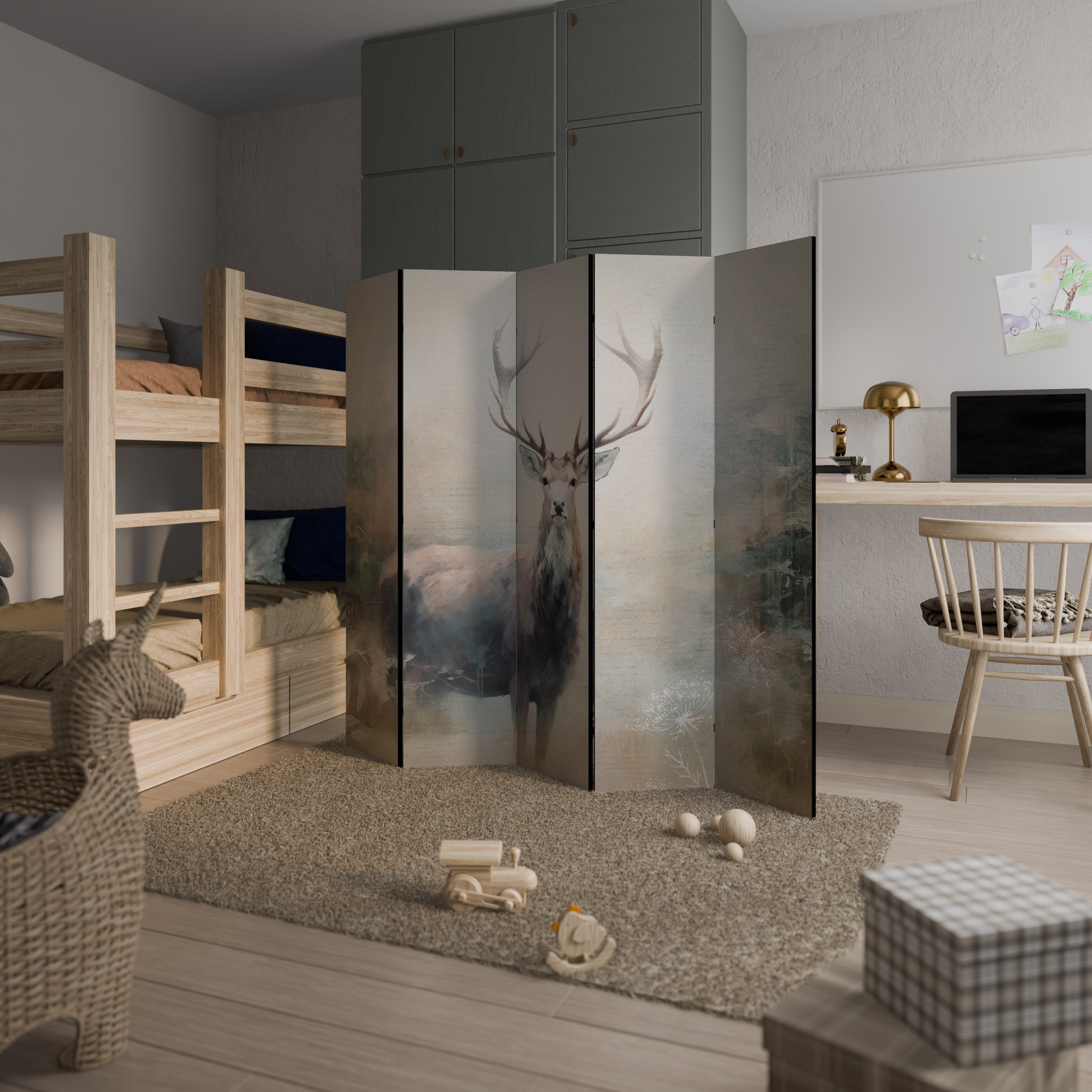 Paravent décoratif à 5 panneaux FOREST KING