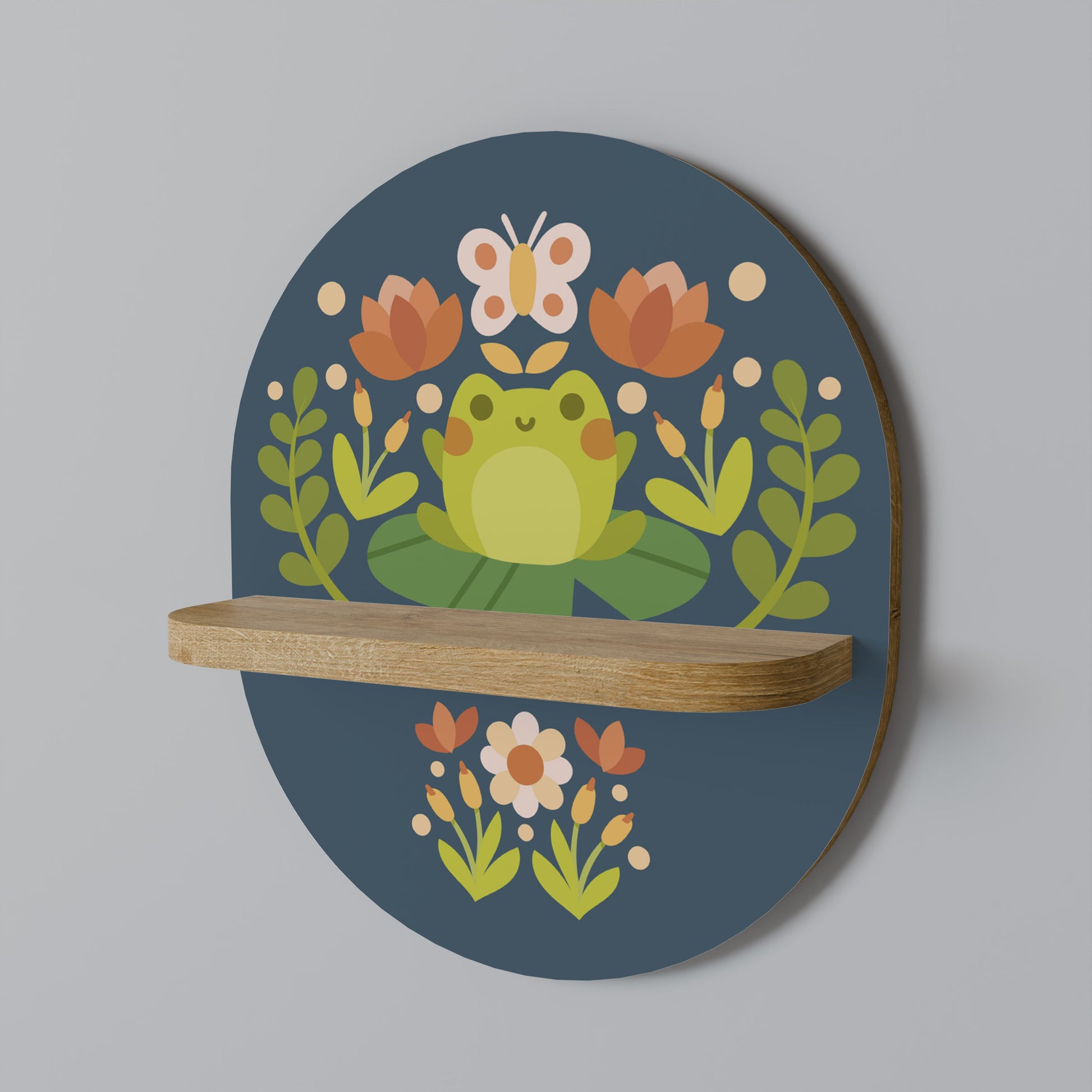 MEADOW IDYLL Oval Art Shelf In Oak Effect