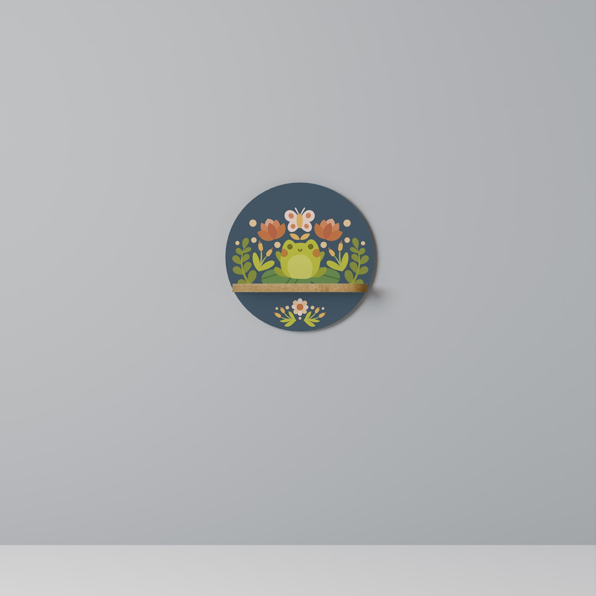 MEADOW IDYLL Round Art Shelf In Oak Effect