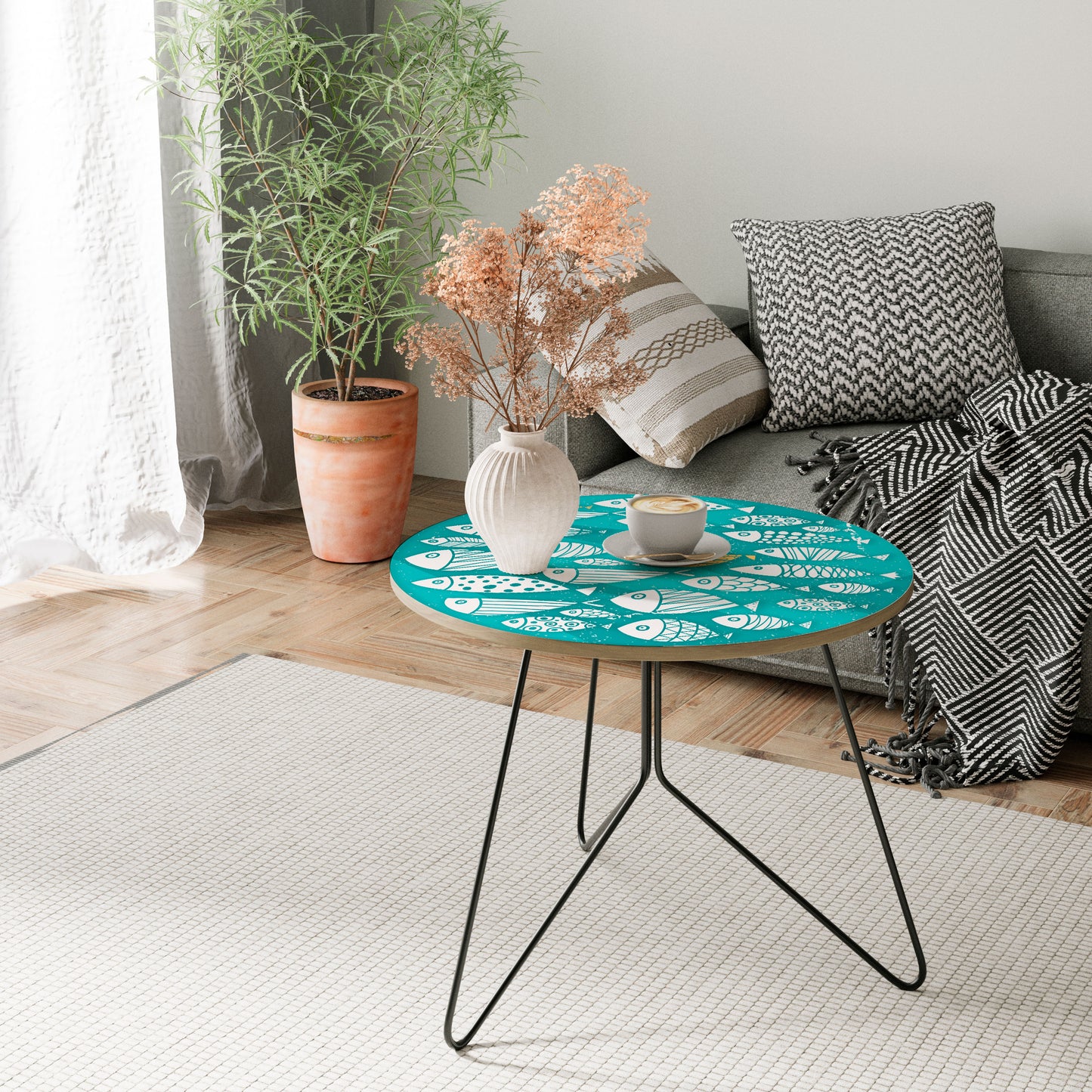 FISHY FOLK ART Coffee Table