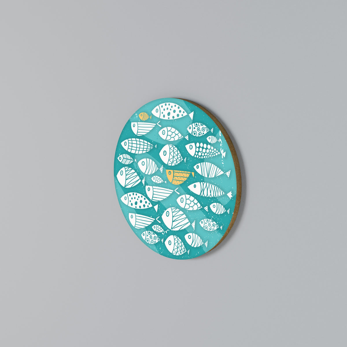 FISHY FOLK ART Round Wall Art
