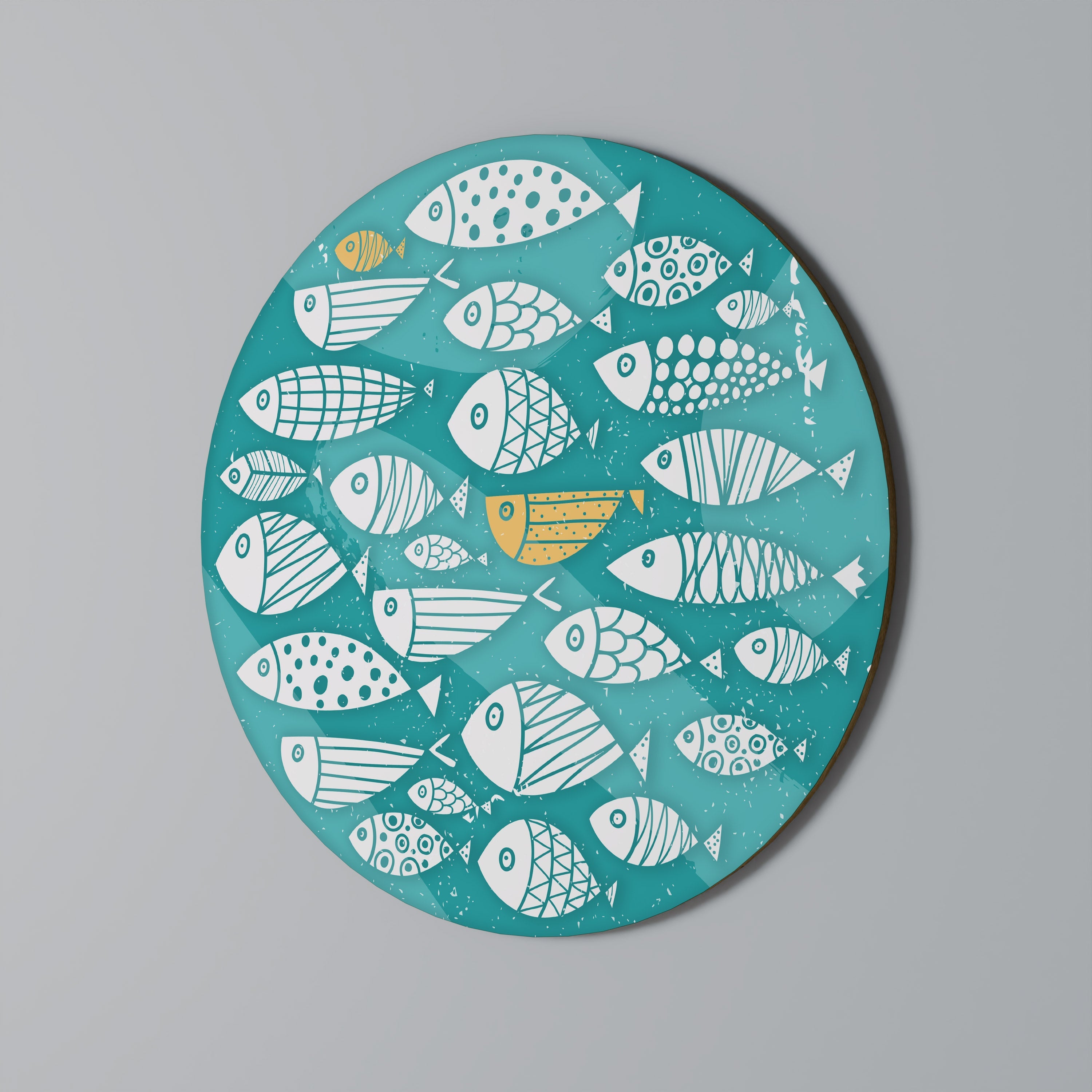 Art populaire de poisson Art mural rond
