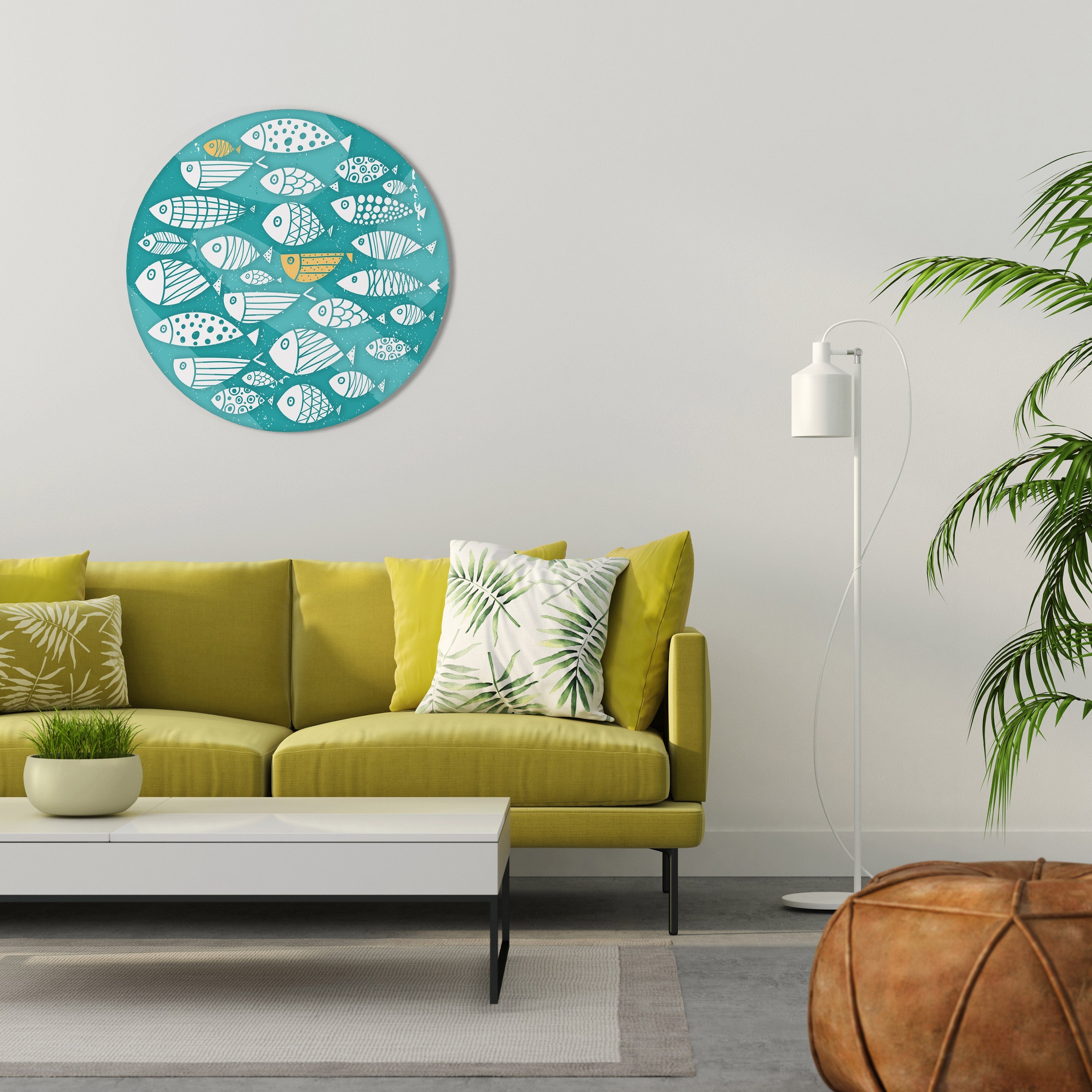 Art populaire de poisson Art mural rond