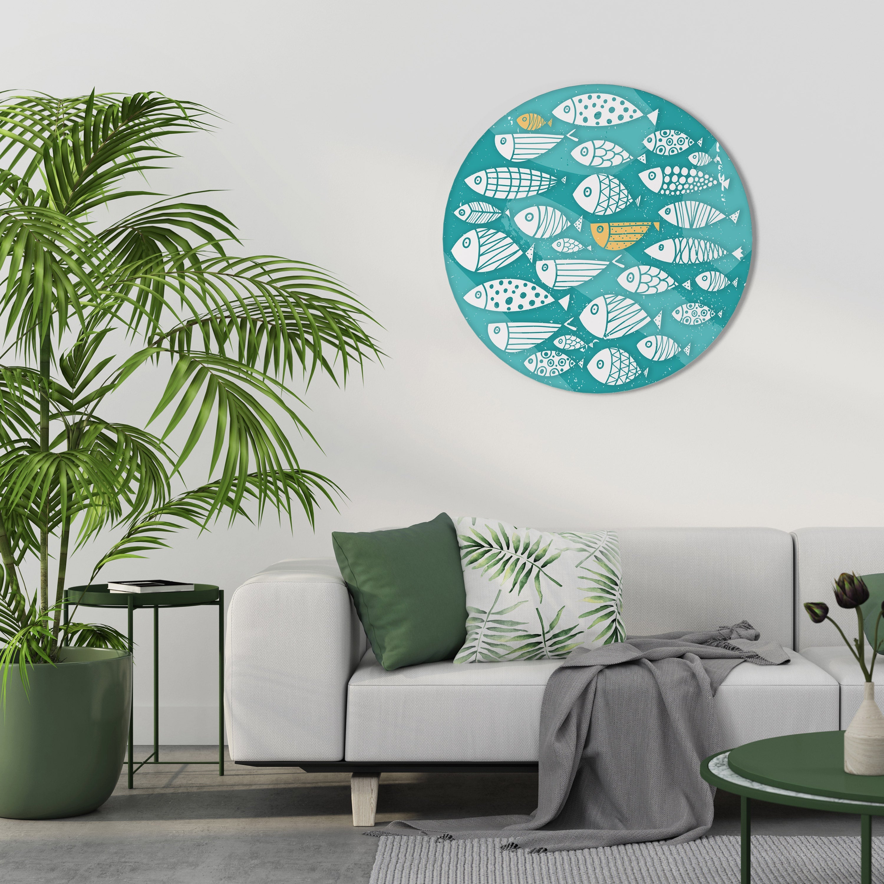 Art populaire de poisson Art mural rond
