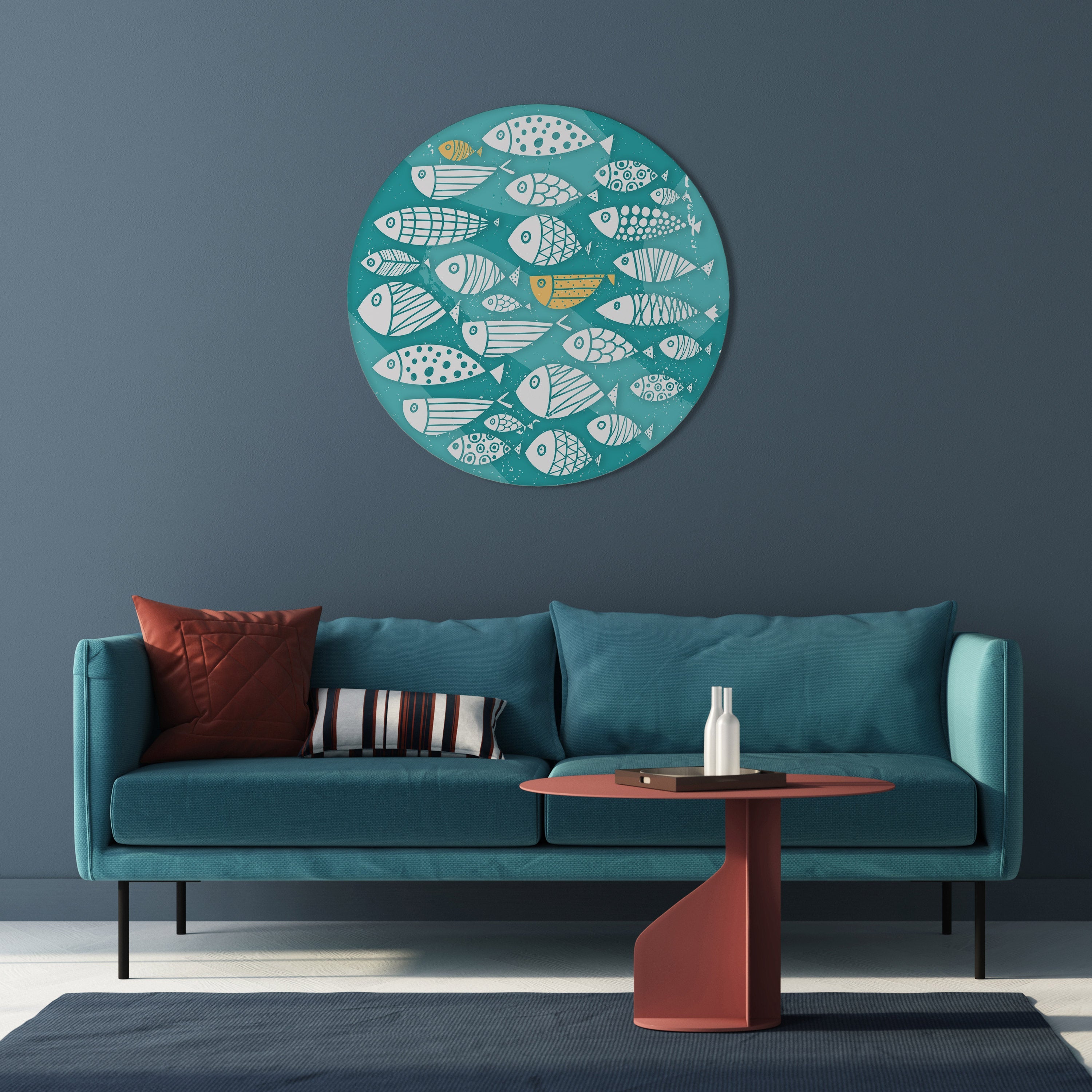 Art populaire de poisson Art mural rond