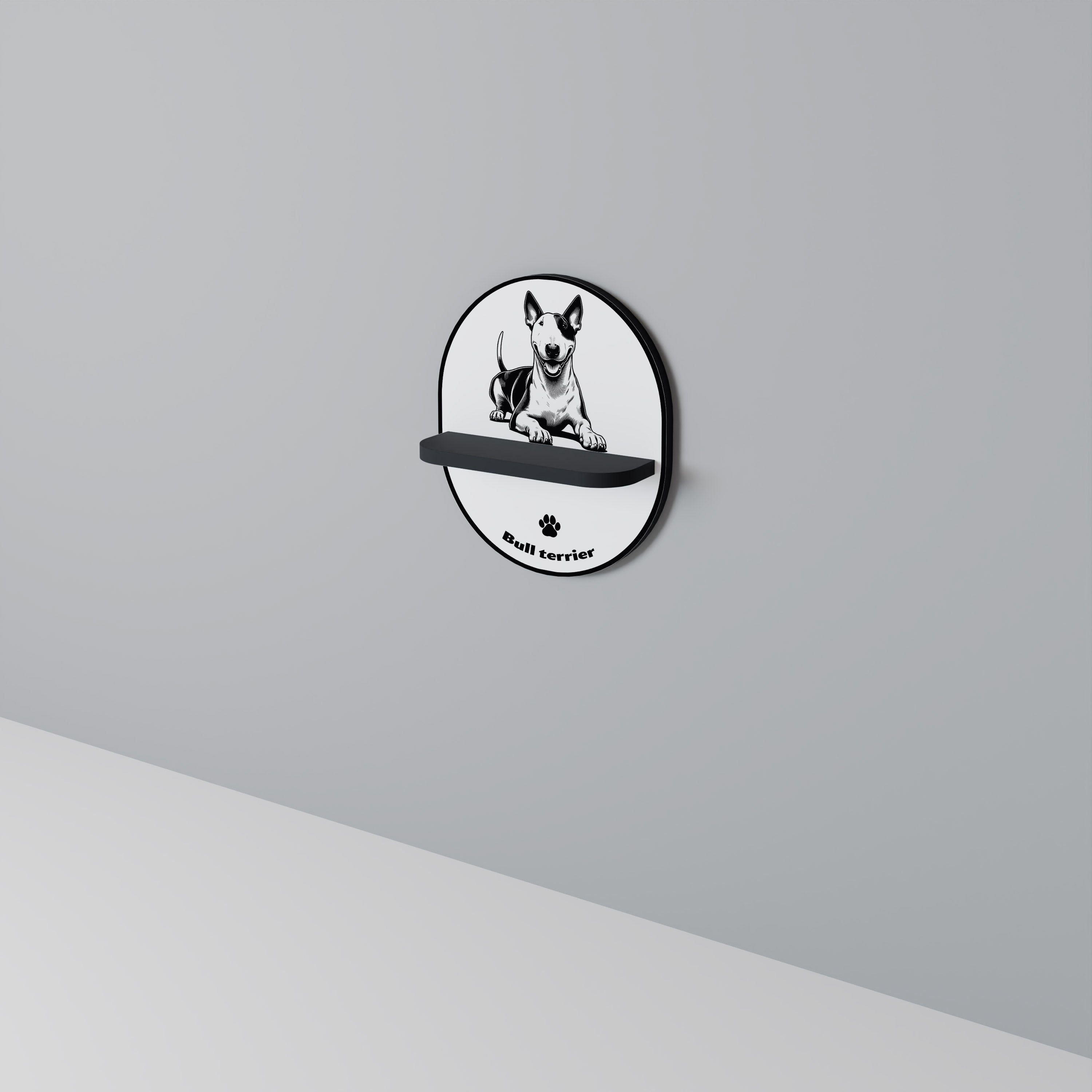 Étagère d'art ovale BULL TERRIER en finition noire