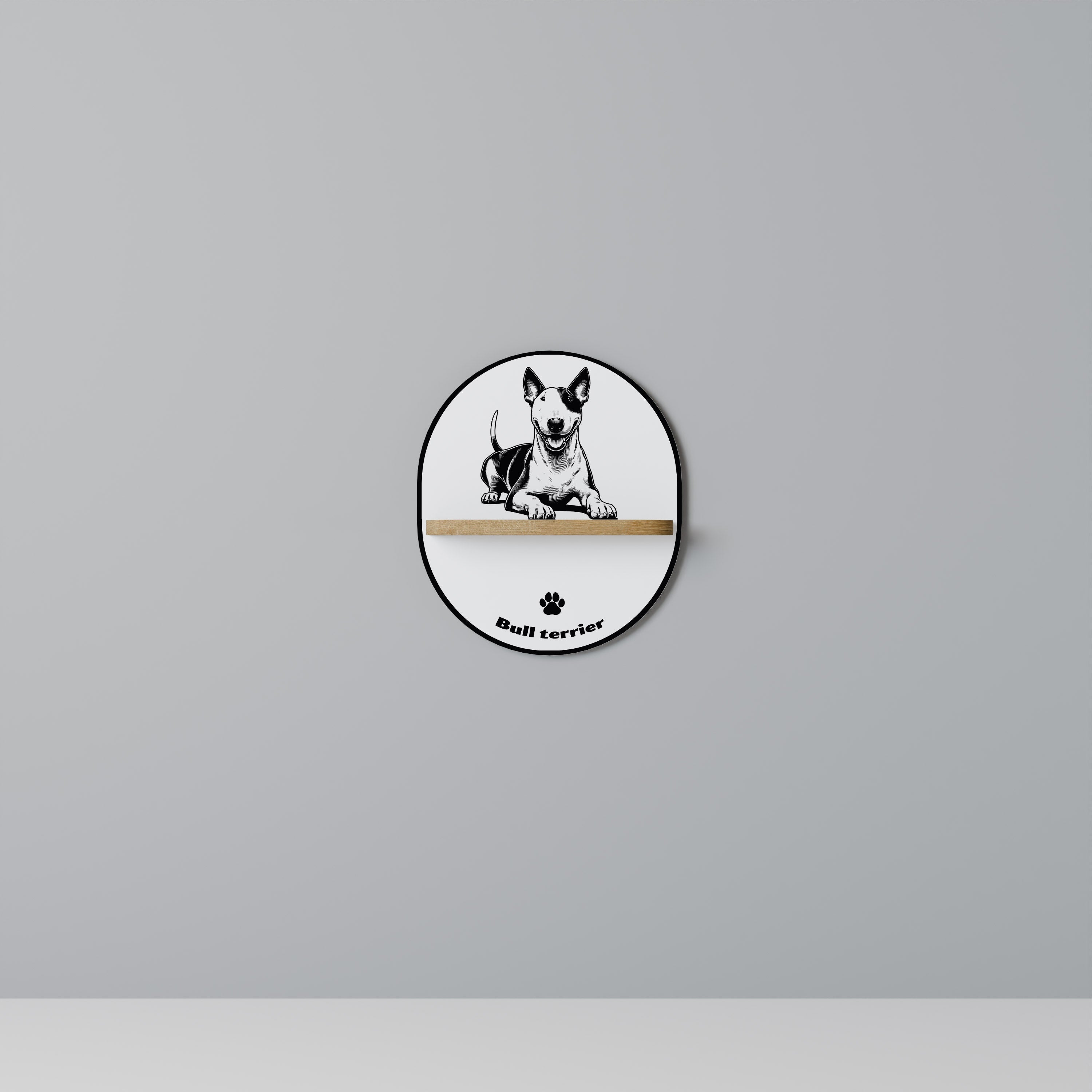 Étagère d'art ovale BULL TERRIER effet chêne