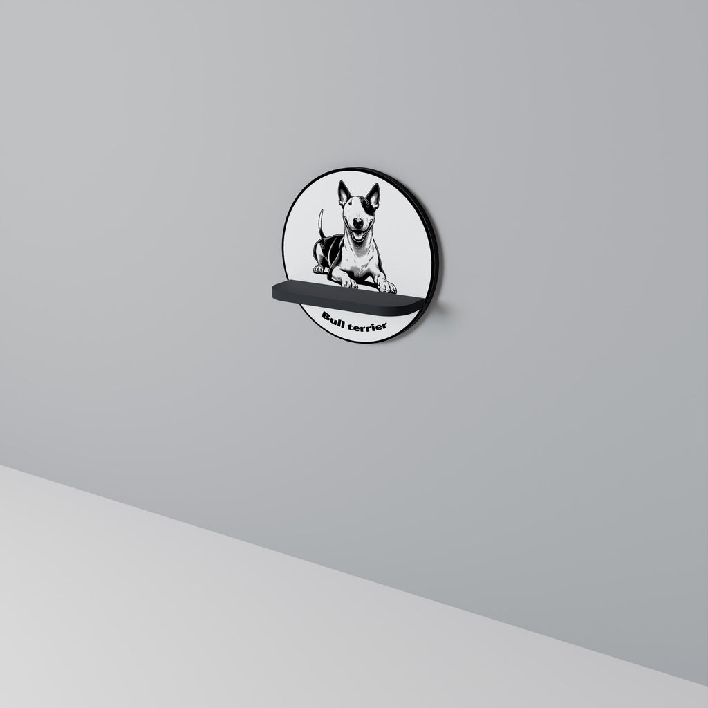 Étagère d'art ronde BULL TERRIER en finition noire