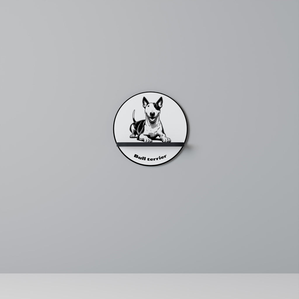 Étagère d'art ronde BULL TERRIER en finition noire