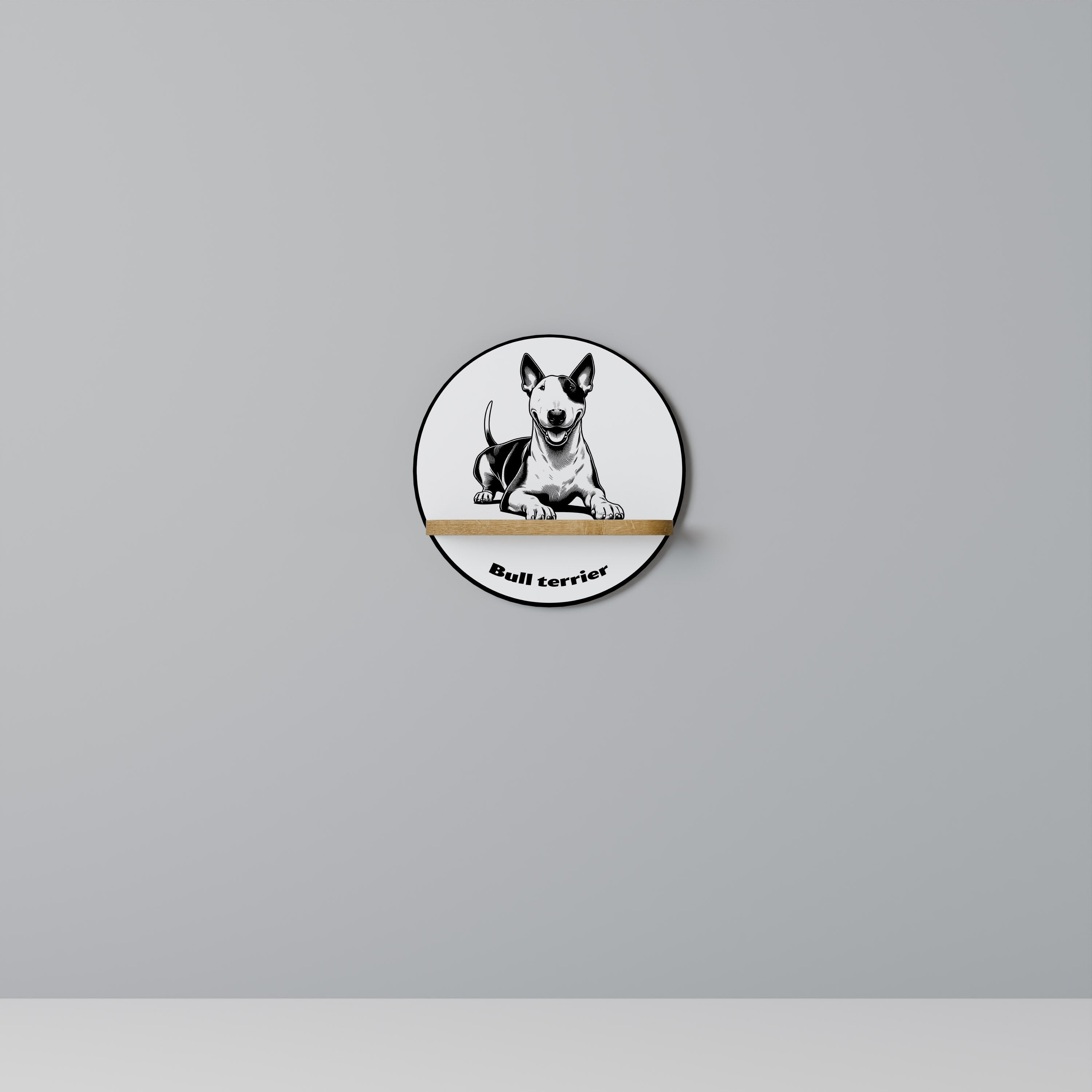 Étagère d'art ronde BULL TERRIER effet chêne