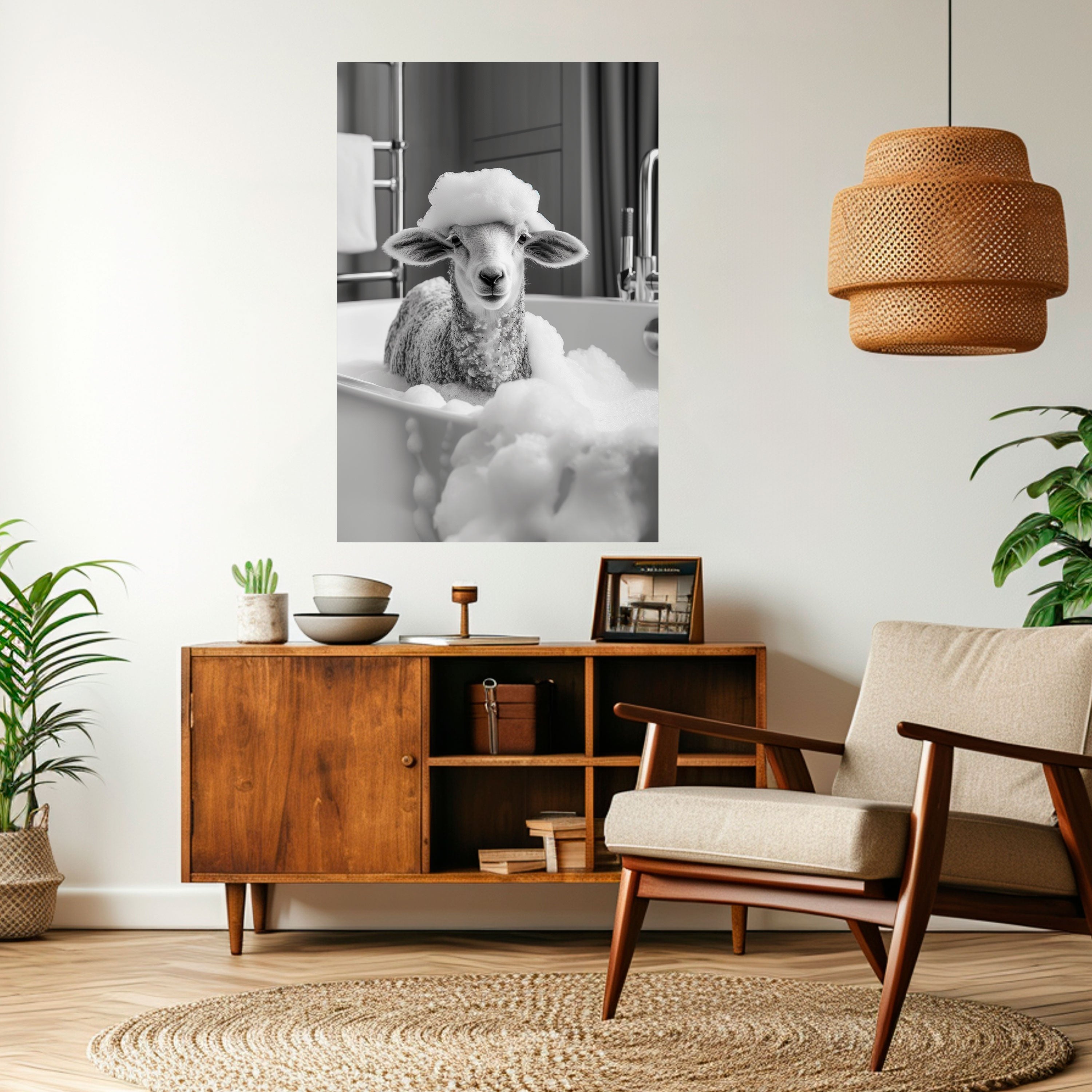 Affiche verticale autocollante « BUBBLE BATH BAA »