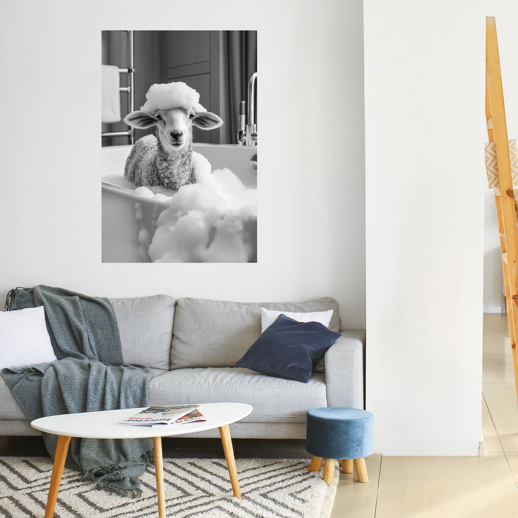 Affiche verticale autocollante « BUBBLE BATH BAA »