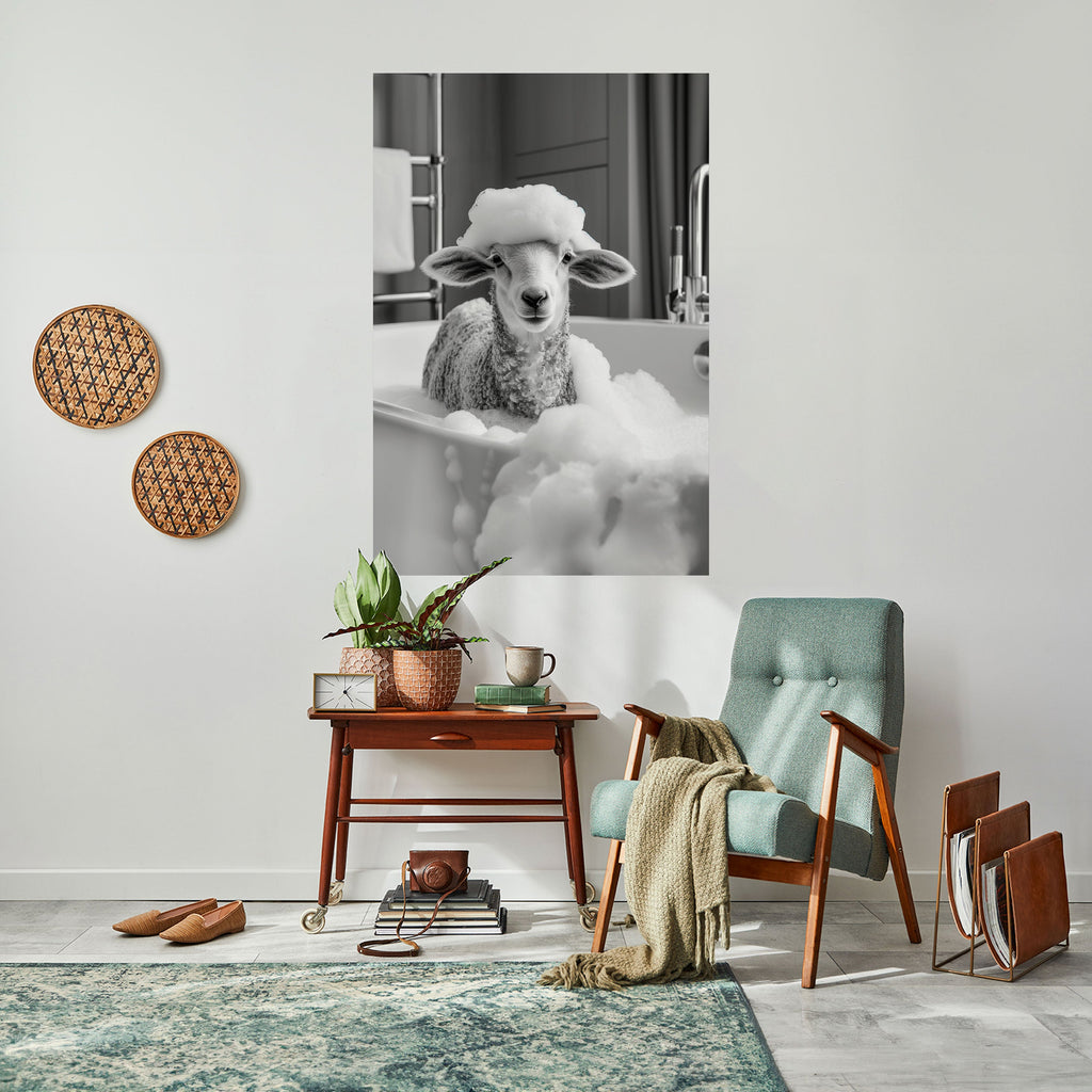 Affiche verticale autocollante « BUBBLE BATH BAA »