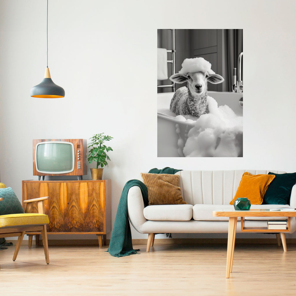 Affiche verticale autocollante « BUBBLE BATH BAA »