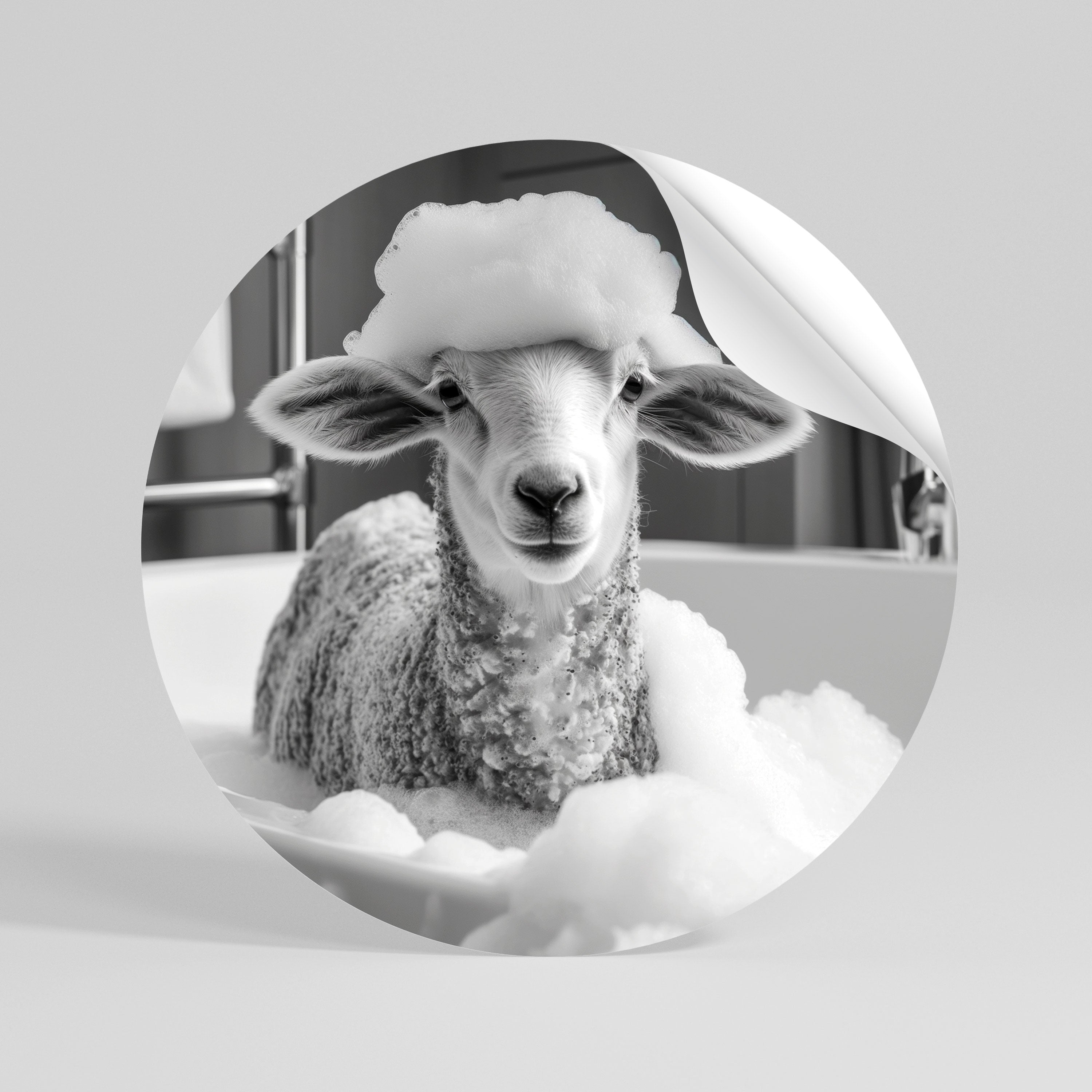 BUBBLE BATH BAA Peel and Stick Round Sticker