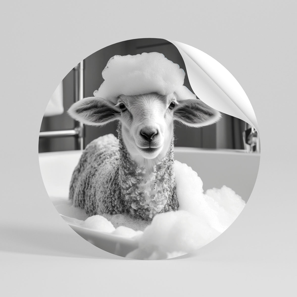 BUBBLE BATH BAA Peel and Stick Round Sticker