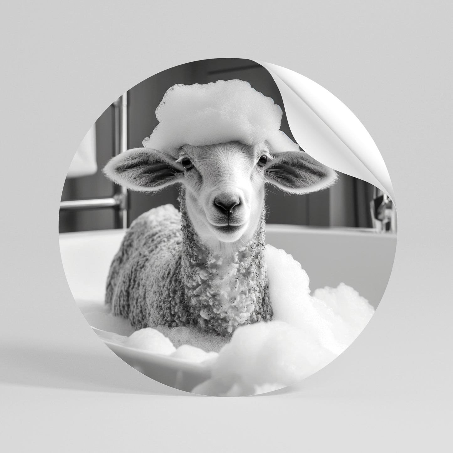 BUBBLE BATH BAA Peel and Stick Round Sticker