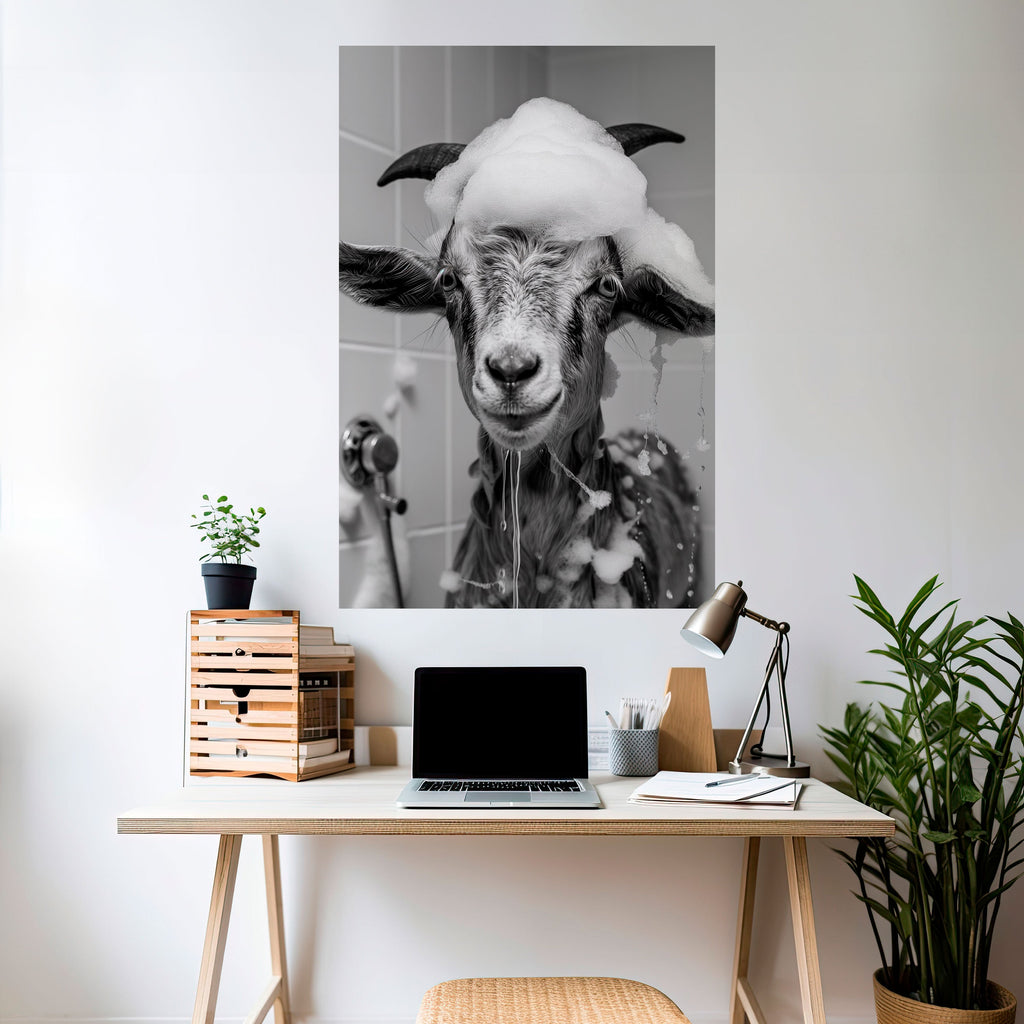 Affiche verticale autocollante « SOAPY GOAT GIGGLES »