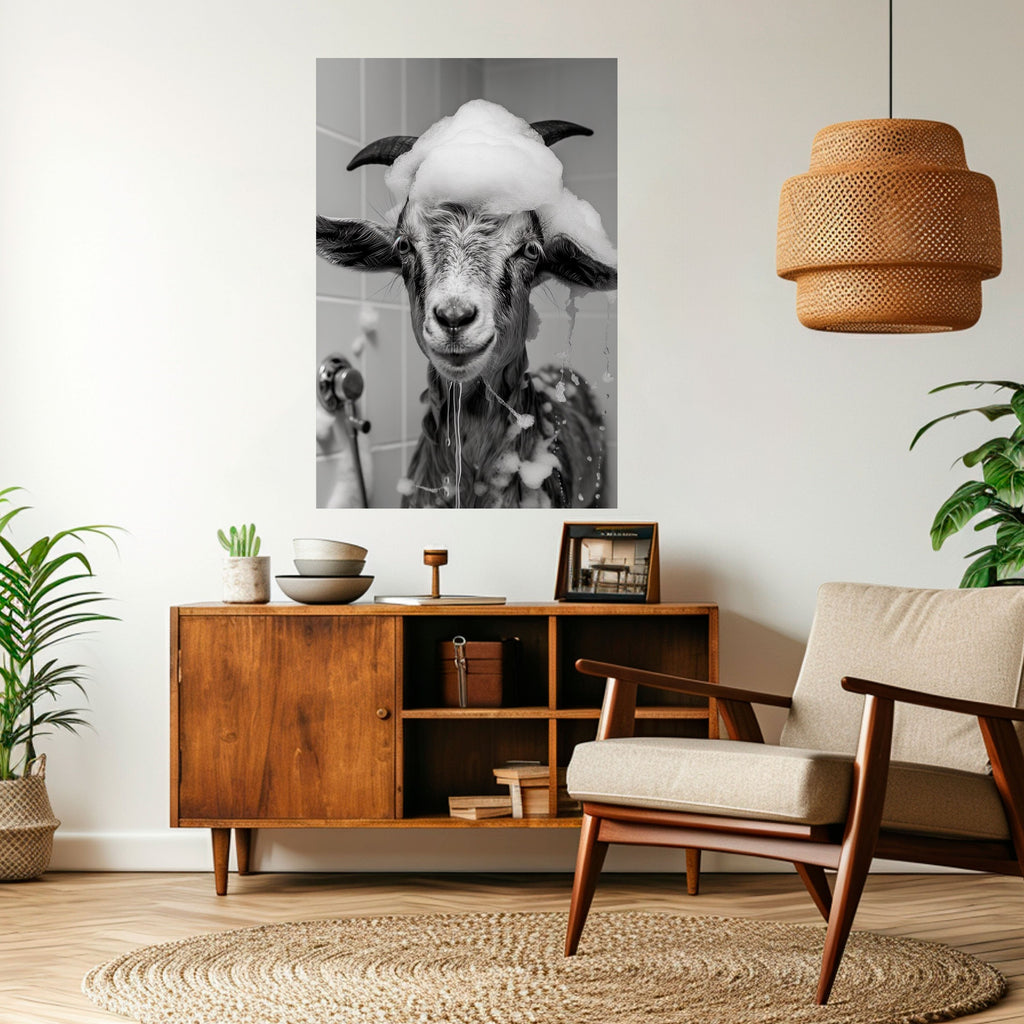 Affiche verticale autocollante « SOAPY GOAT GIGGLES »