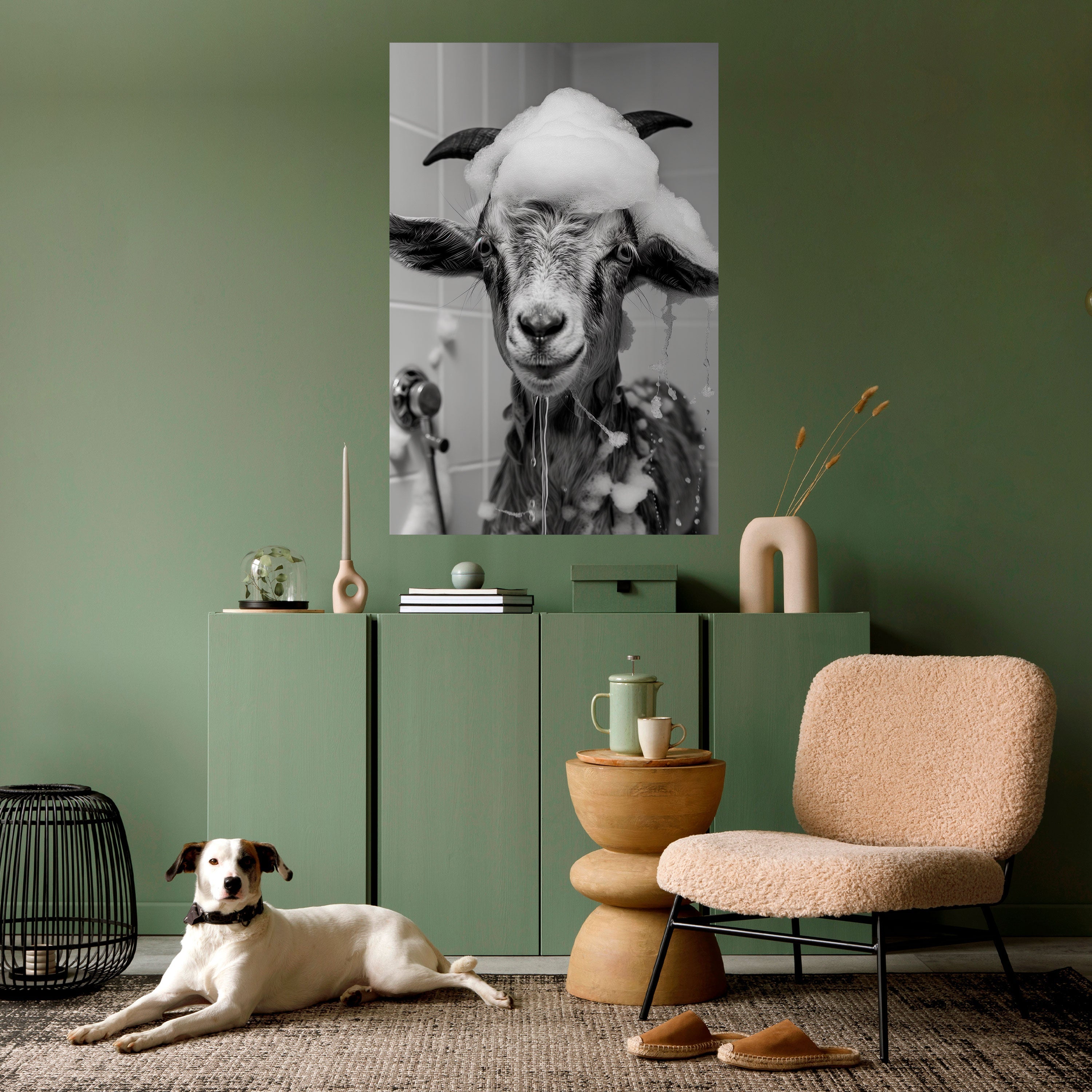 Affiche verticale autocollante « SOAPY GOAT GIGGLES »