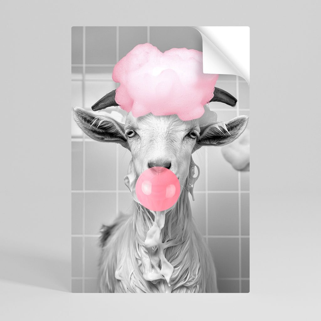 Affiche verticale autocollante « BUBBLEGUM BOVINE BLISS »