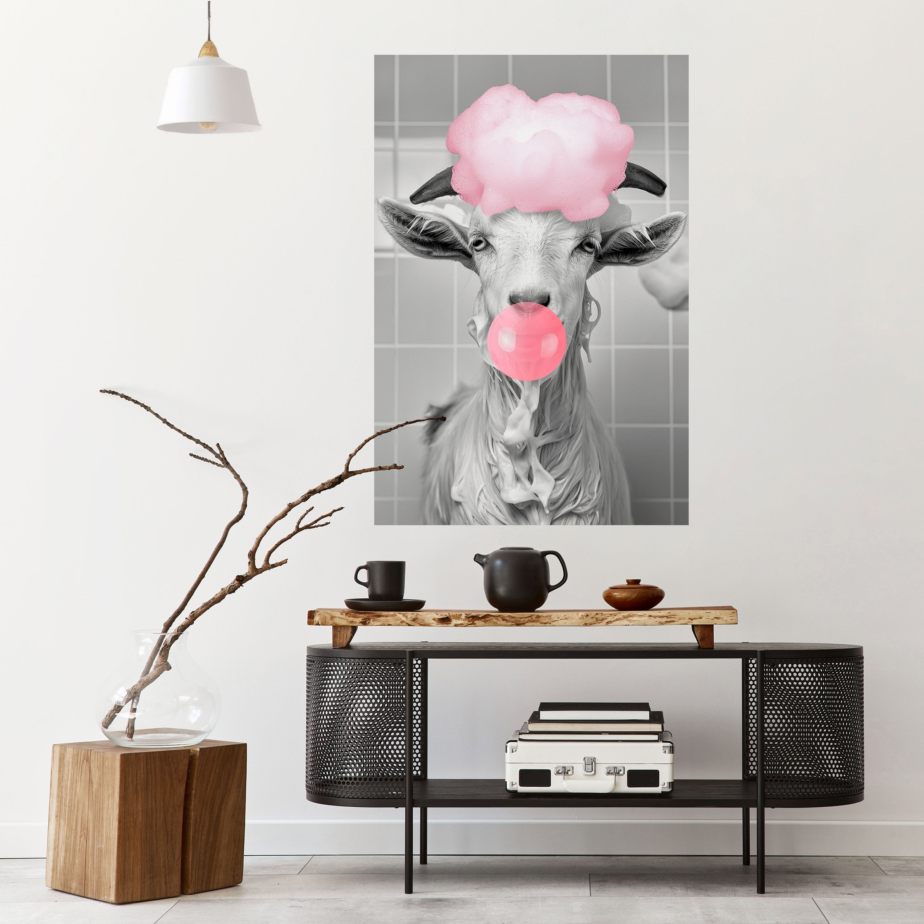 Affiche verticale autocollante « BUBBLEGUM BOVINE BLISS »