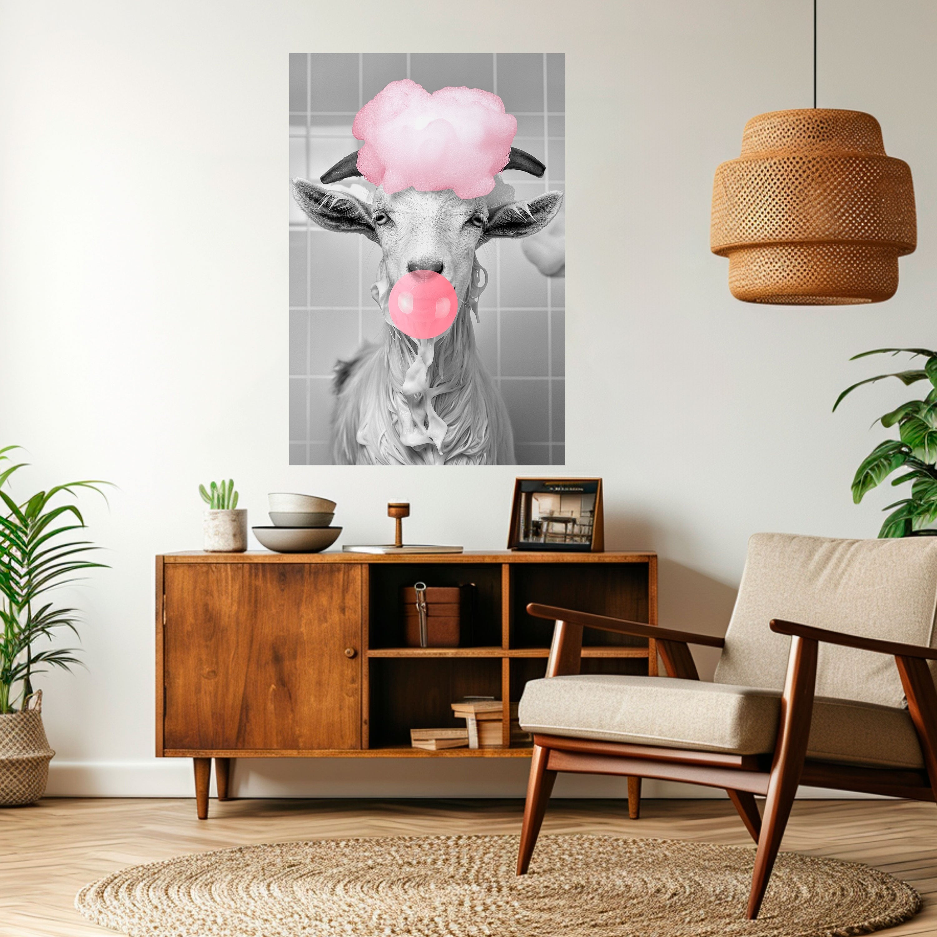 Affiche verticale autocollante « BUBBLEGUM BOVINE BLISS »