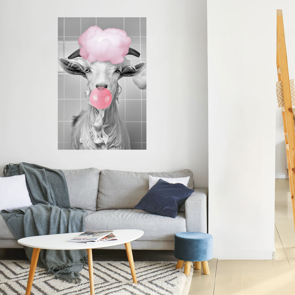 Affiche verticale autocollante « BUBBLEGUM BOVINE BLISS »