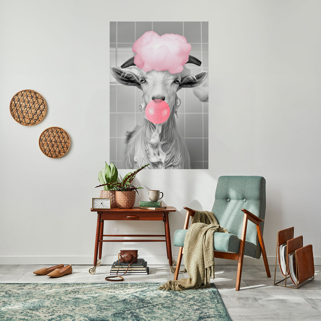 Affiche verticale autocollante « BUBBLEGUM BOVINE BLISS »