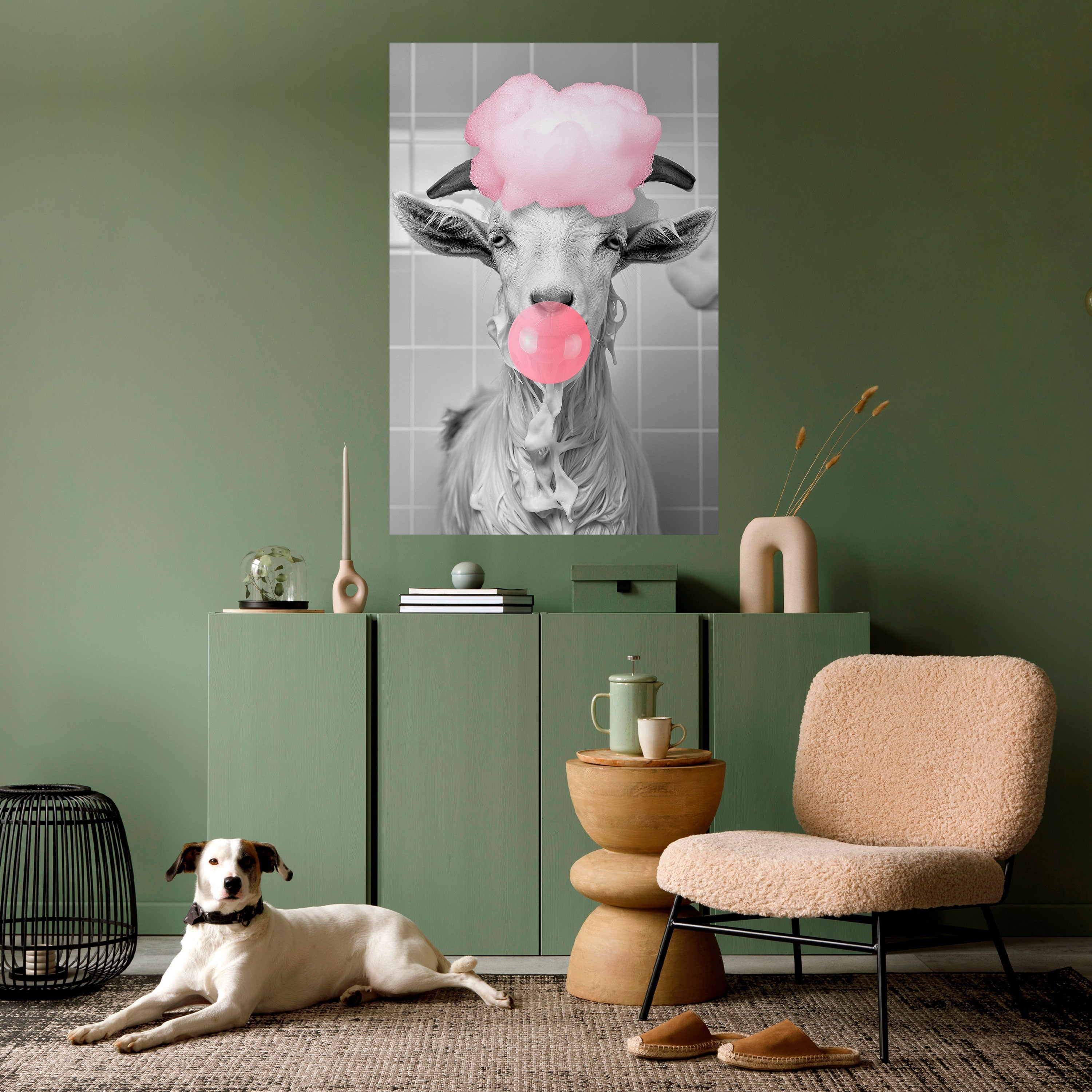 Affiche verticale autocollante « BUBBLEGUM BOVINE BLISS »