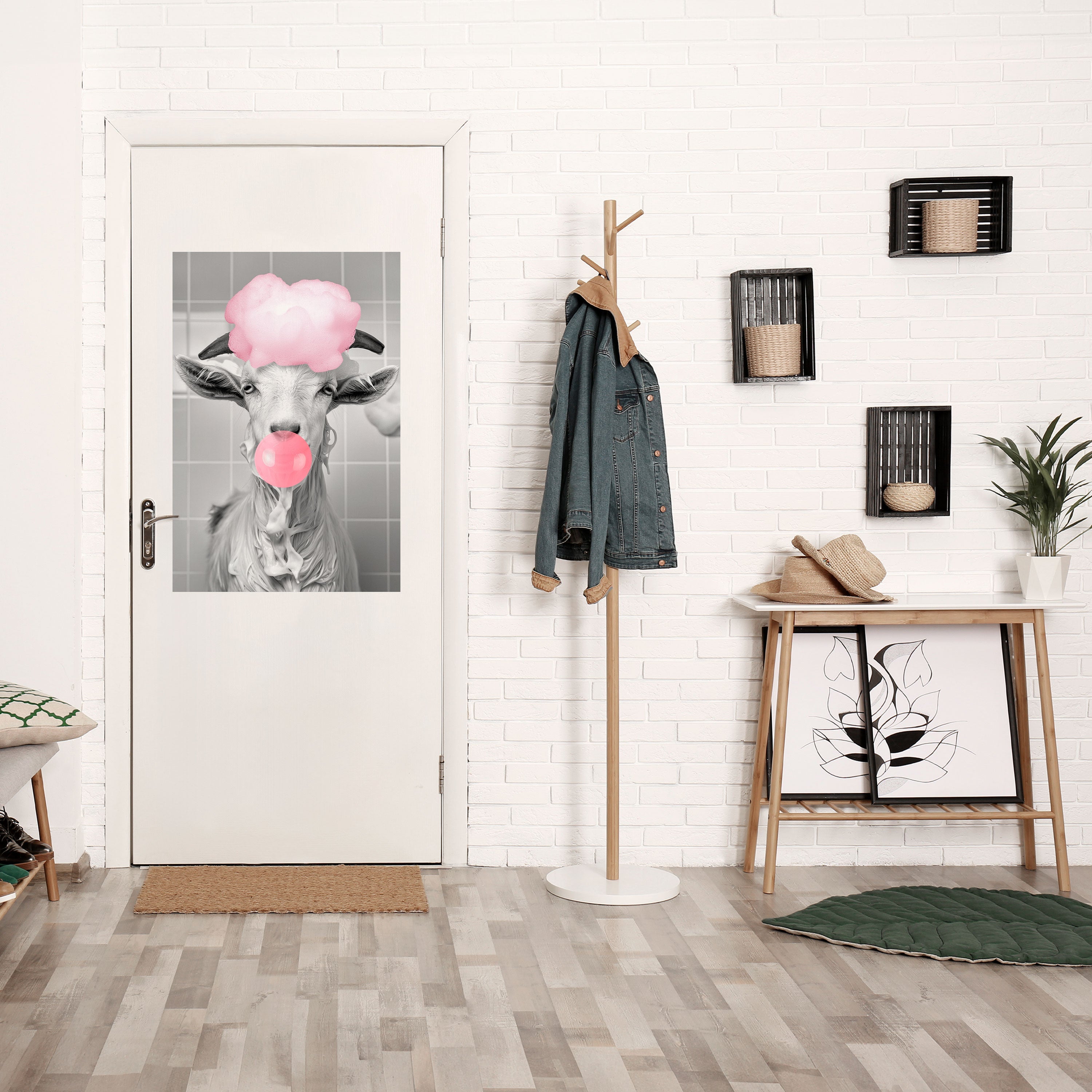 Affiche verticale autocollante « BUBBLEGUM BOVINE BLISS »