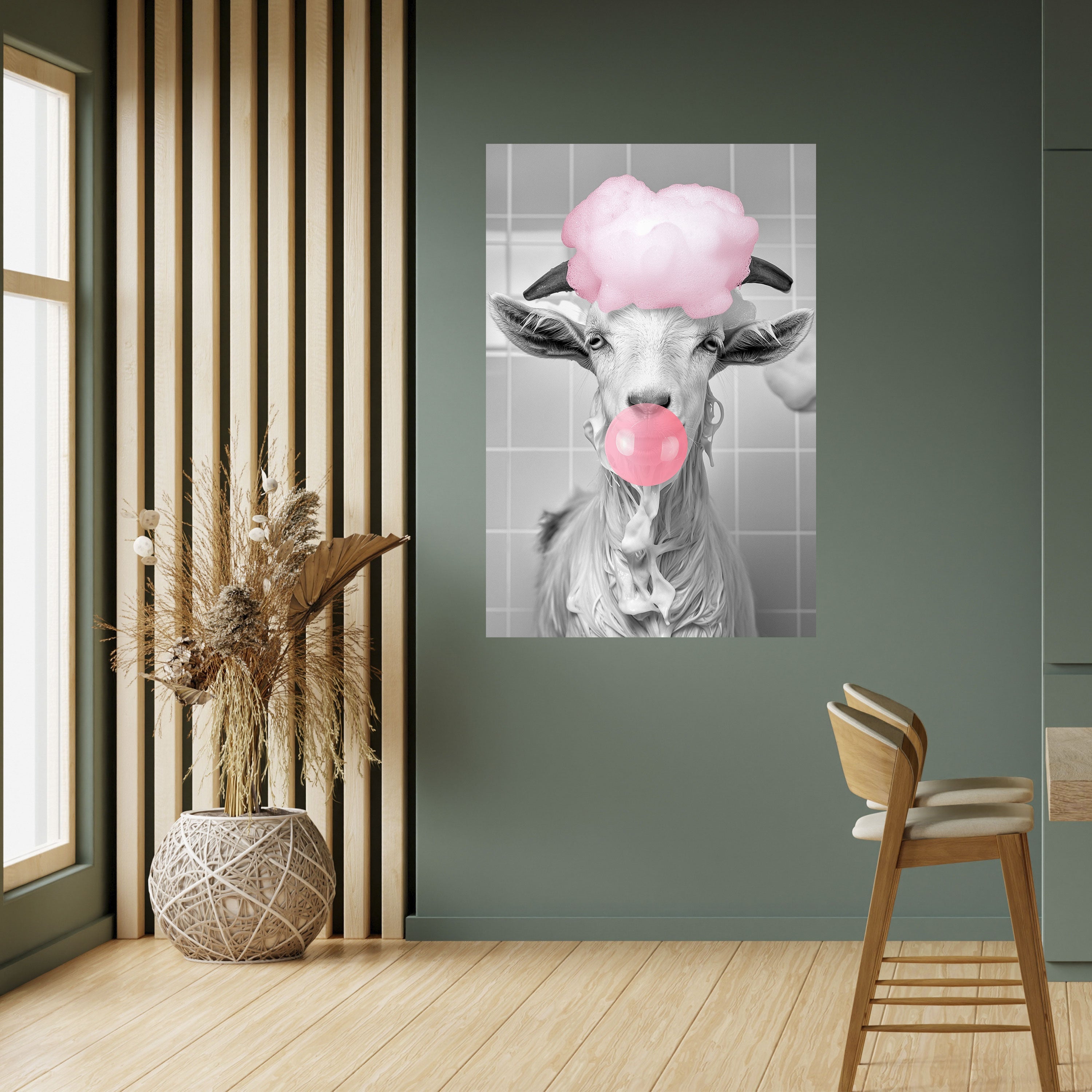 Affiche verticale autocollante « BUBBLEGUM BOVINE BLISS »