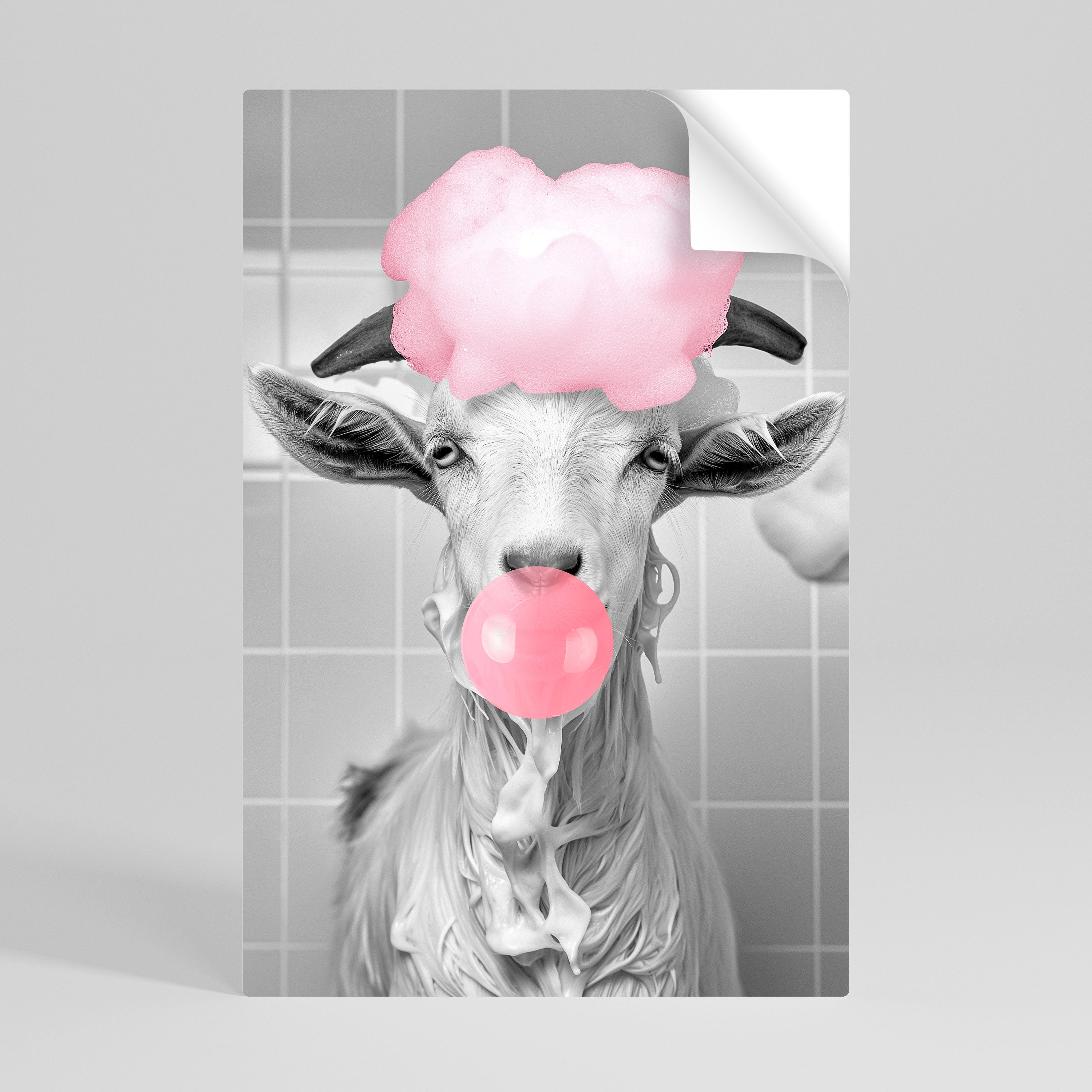Affiche verticale autocollante « BUBBLEGUM BOVINE BLISS »