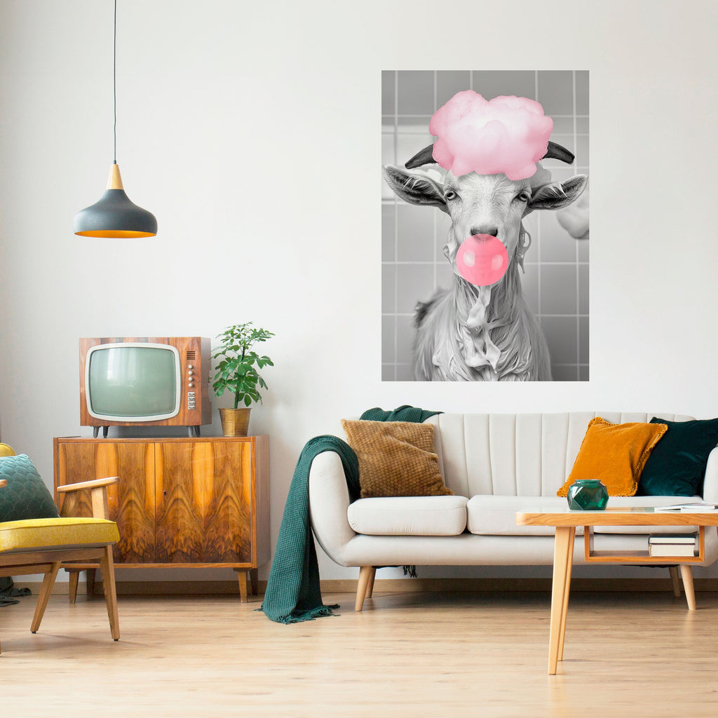 Affiche verticale autocollante « BUBBLEGUM BOVINE BLISS »