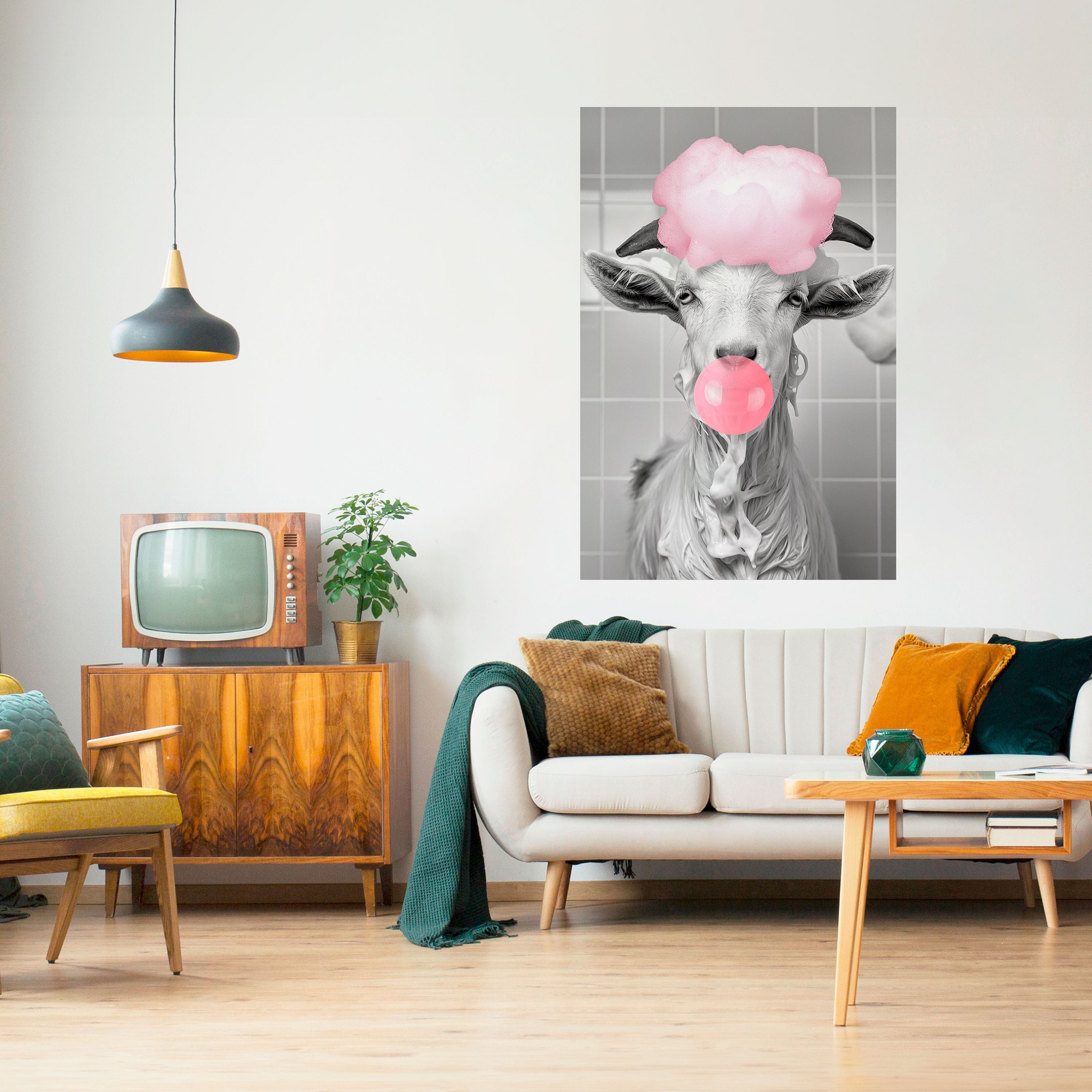 Affiche verticale autocollante « BUBBLEGUM BOVINE BLISS »