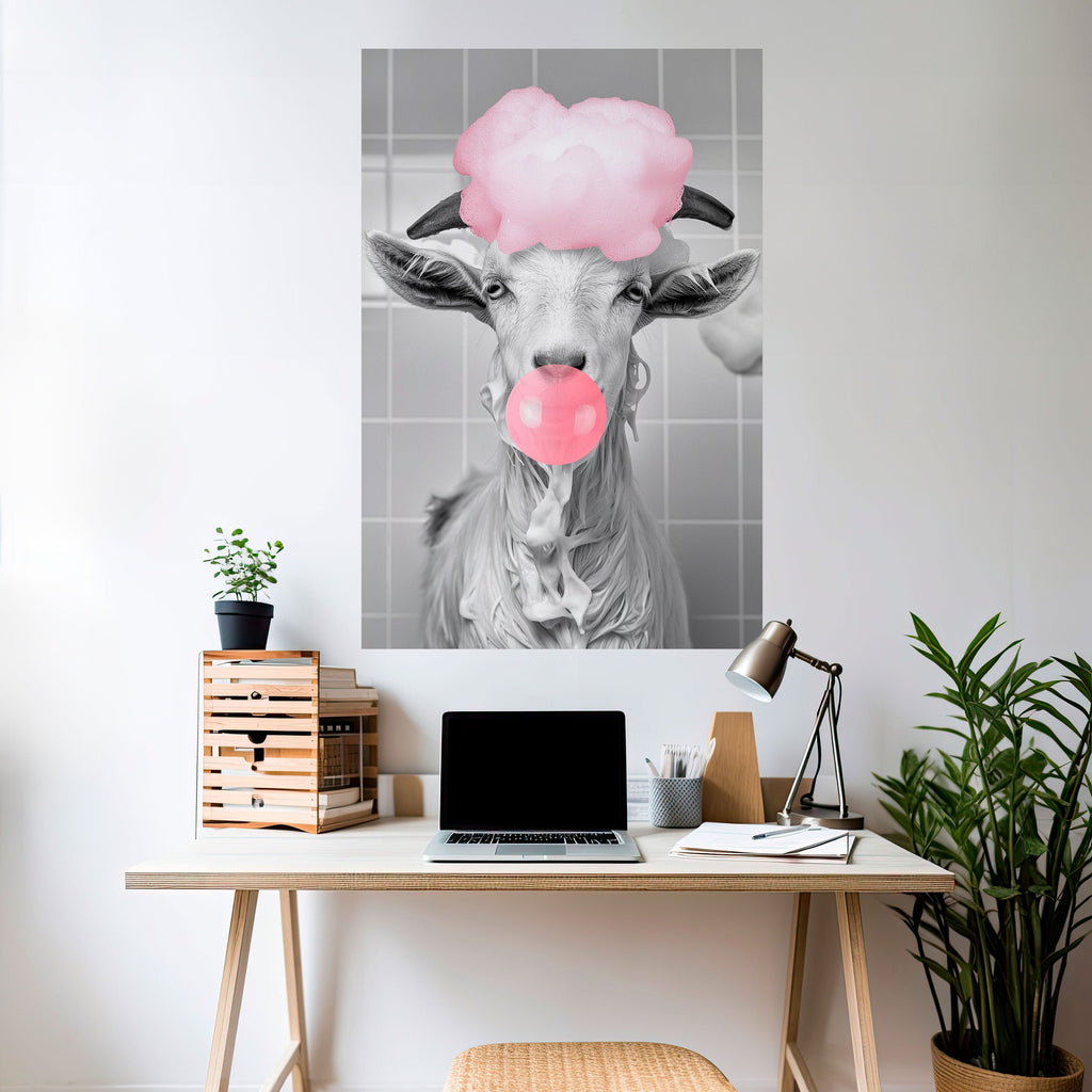 Affiche verticale autocollante « BUBBLEGUM BOVINE BLISS »