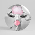BUBBLEGUM BOVINE BLISS Peel and Stick Round Sticker