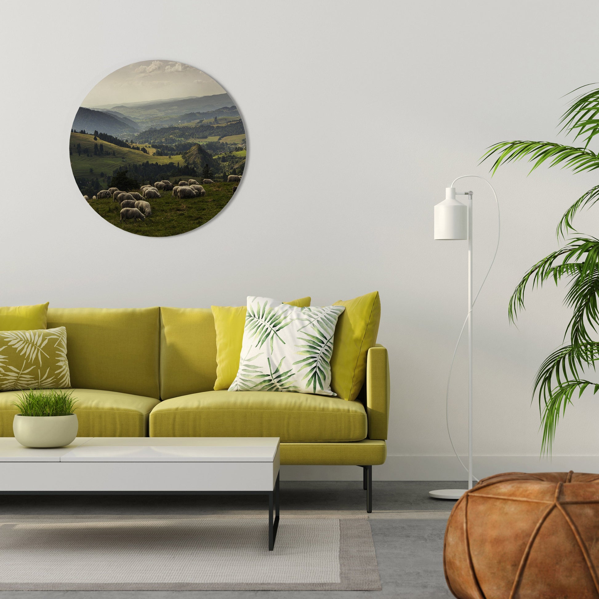 SHEEP IN SERENITY Round Wall Art