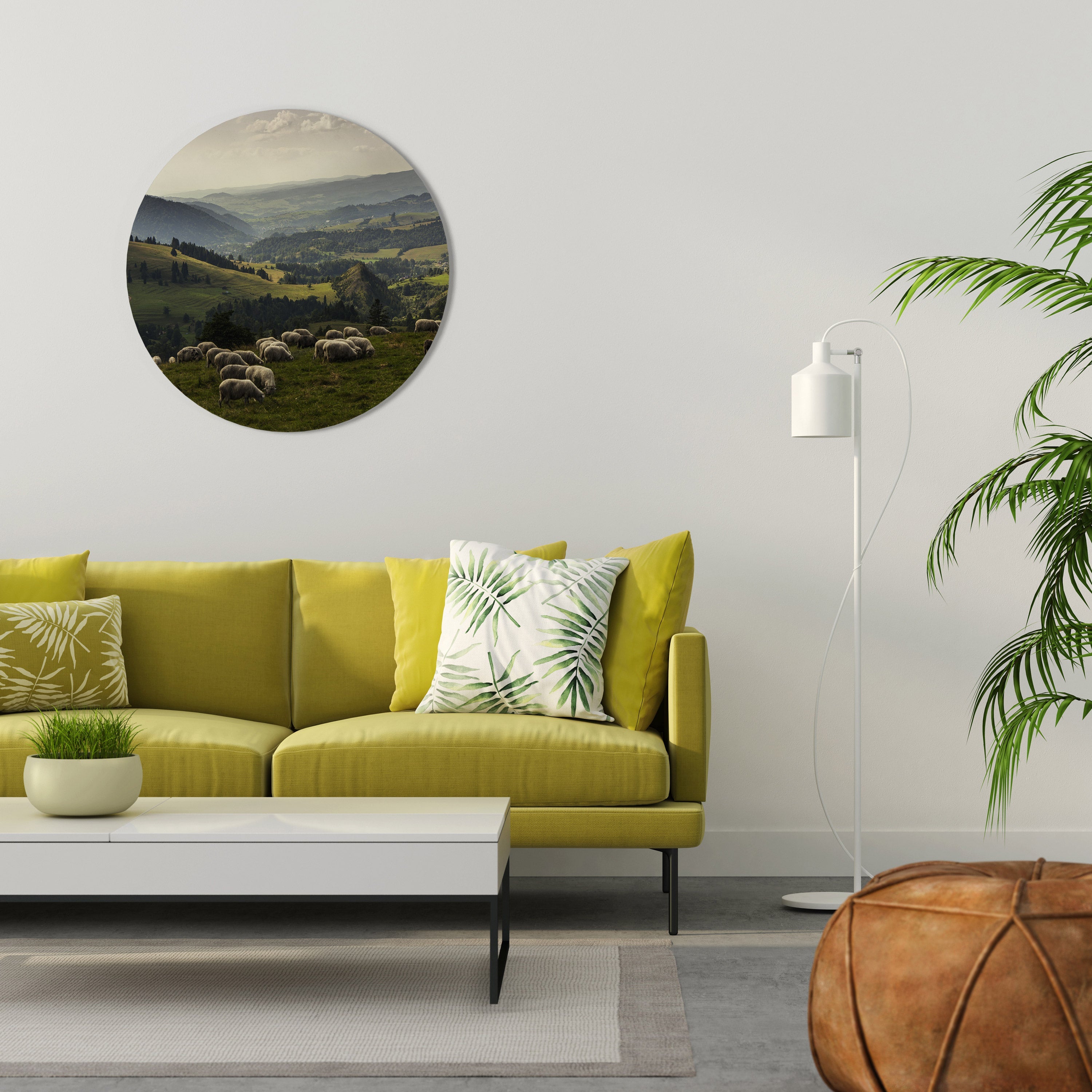 MOUTONS EN SÉRÉNITÉ Art mural rond